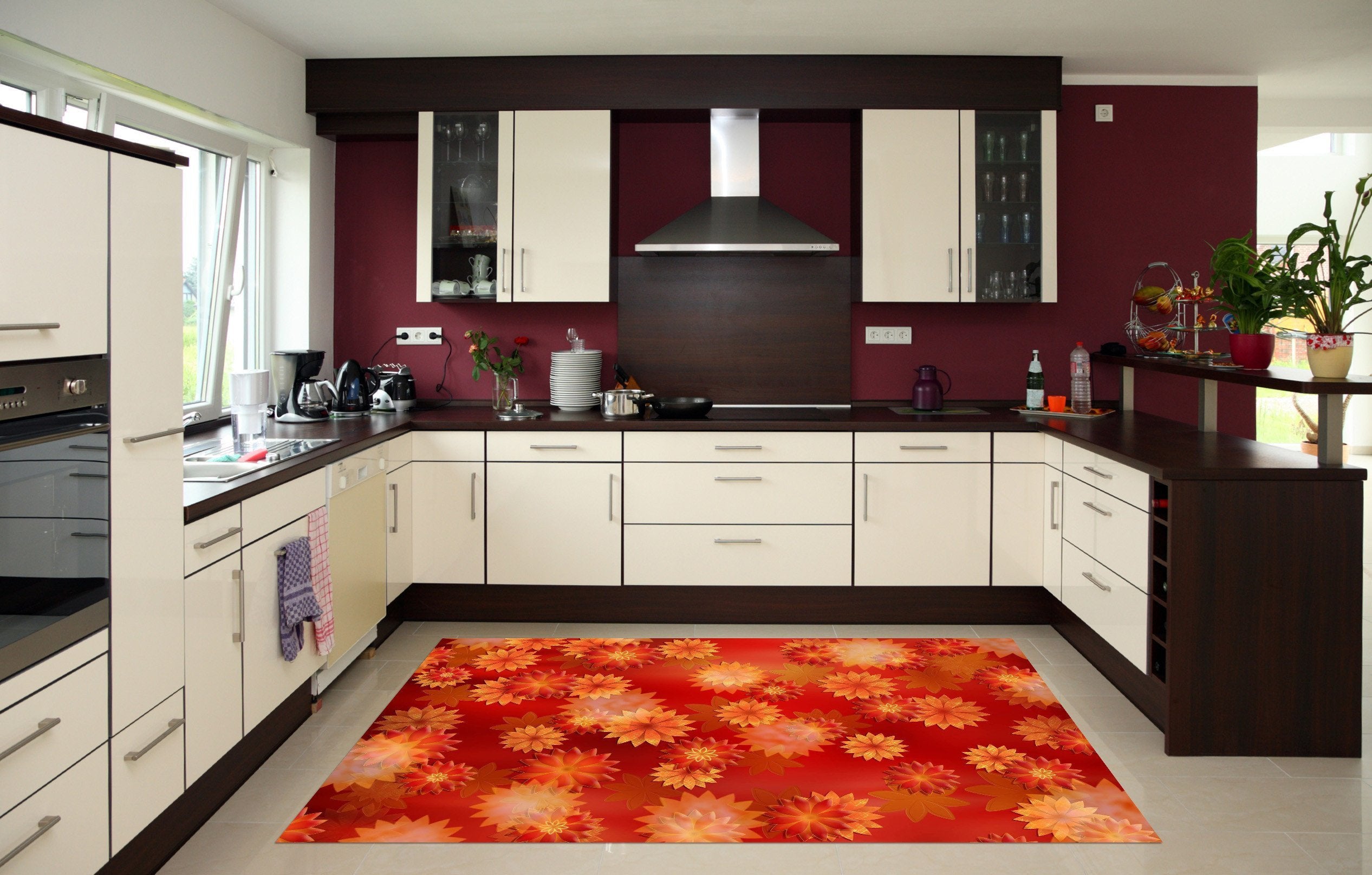 3D Flowers Pattern 525 Kitchen Mat Floor Mural Wallpaper AJ Wallpaper 