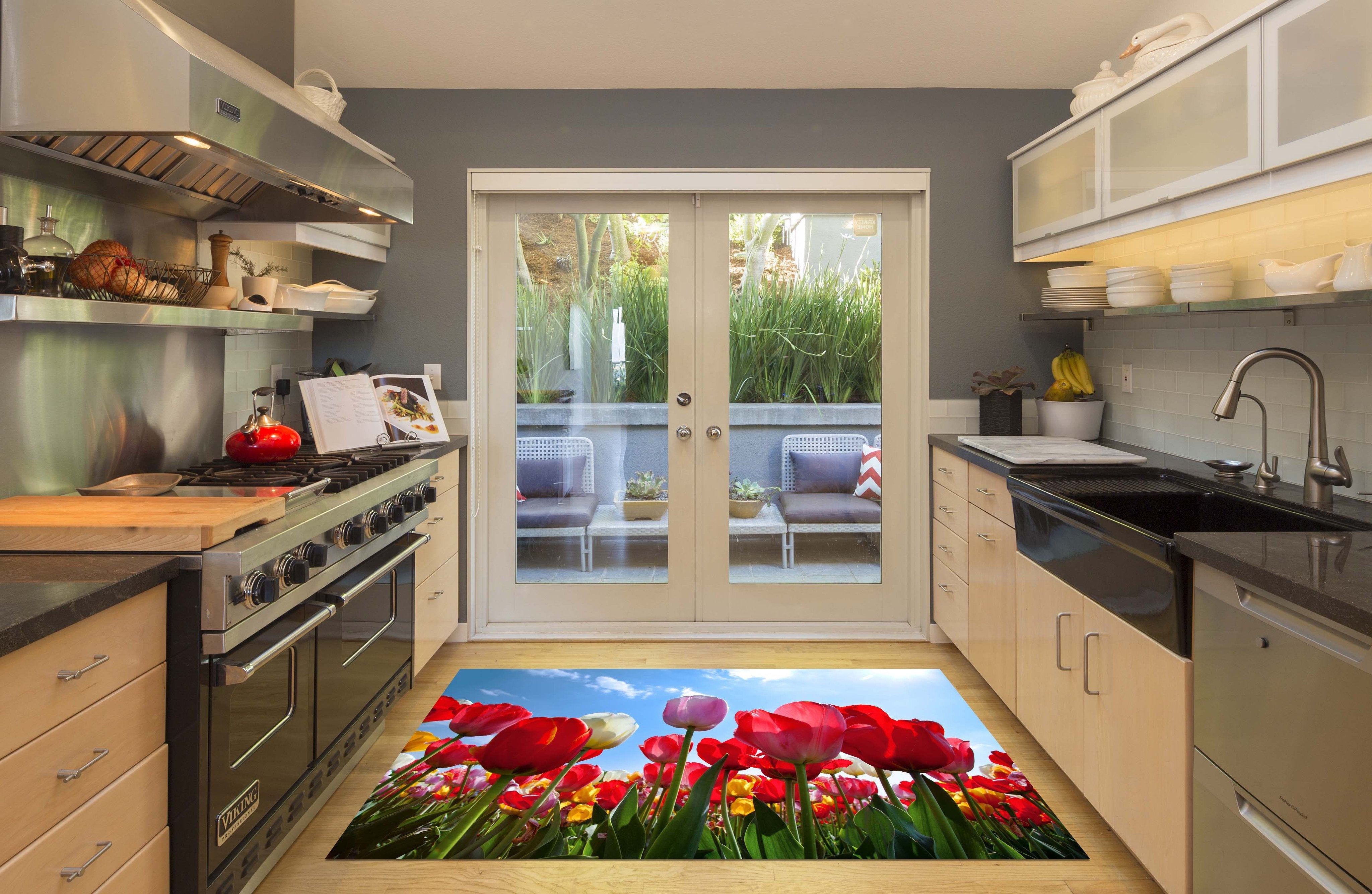 3D Tulip Flowers 654 Kitchen Mat Floor Mural Wallpaper AJ Wallpaper 