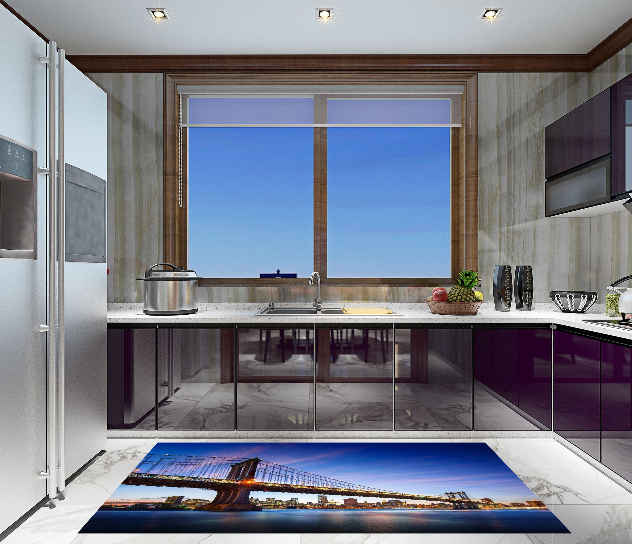 3D New York Bridges 701 Kitchen Mat Floor Mural Wallpaper AJ Wallpaper 