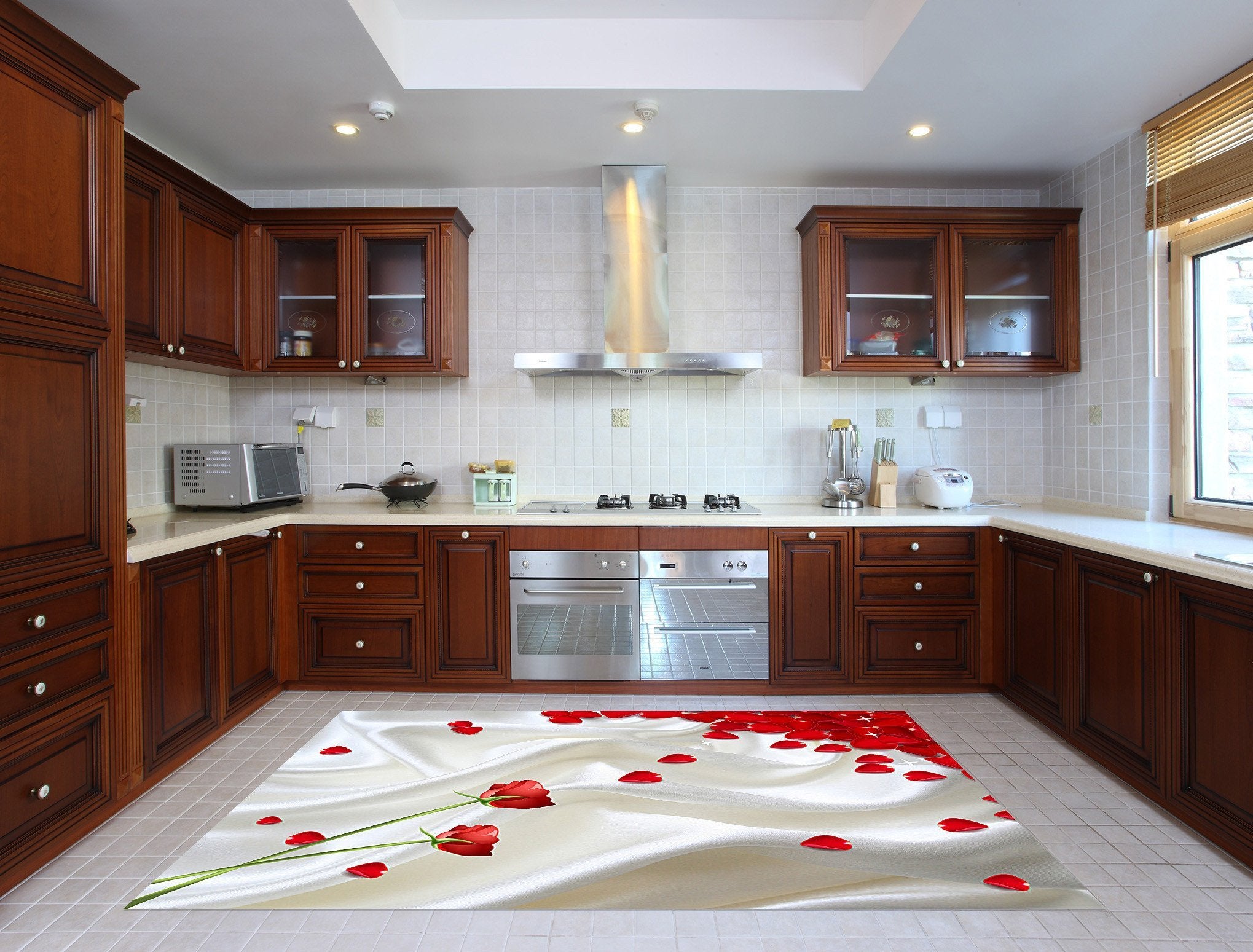 3D Silk And Roses 519 Kitchen Mat Floor Mural Wallpaper AJ Wallpaper 
