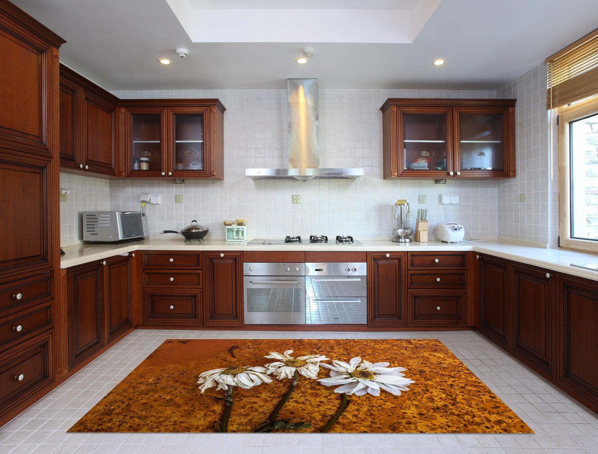 3D Gradually Withered Flowers Kitchen Mat Floor Mural Wallpaper AJ Wallpaper 