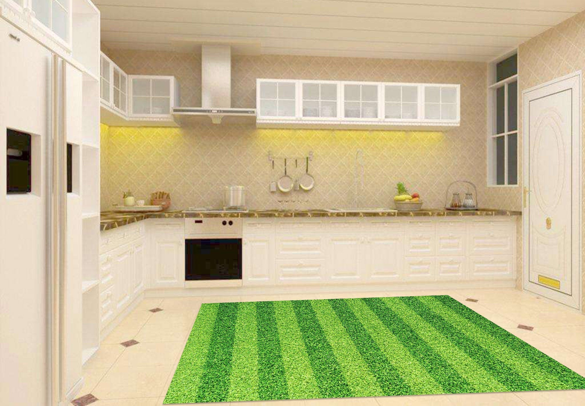 3D Grass Stripes Kitchen Mat Floor Mural Wallpaper AJ Wallpaper 