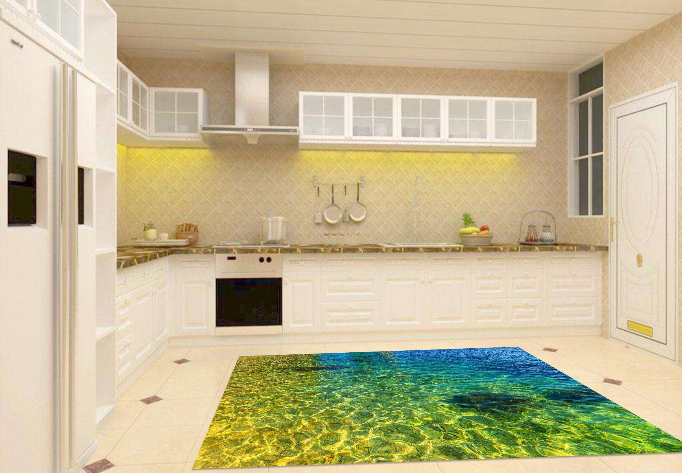 3D Shiny Rippling Water Kitchen Mat Floor Mural Wallpaper AJ Wallpaper 