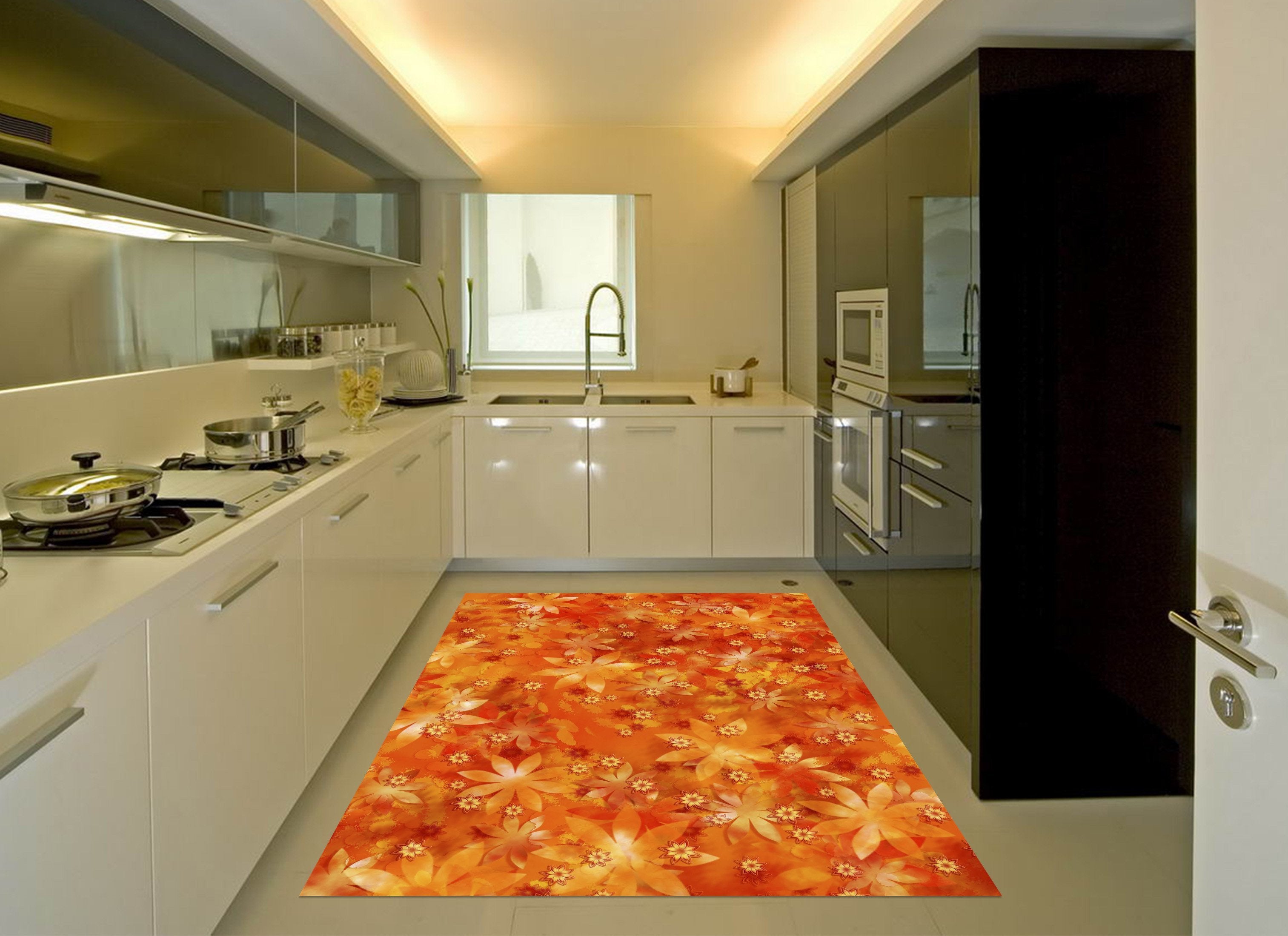 3D Bright Flowers Kitchen Mat Floor Mural Wallpaper AJ Wallpaper 
