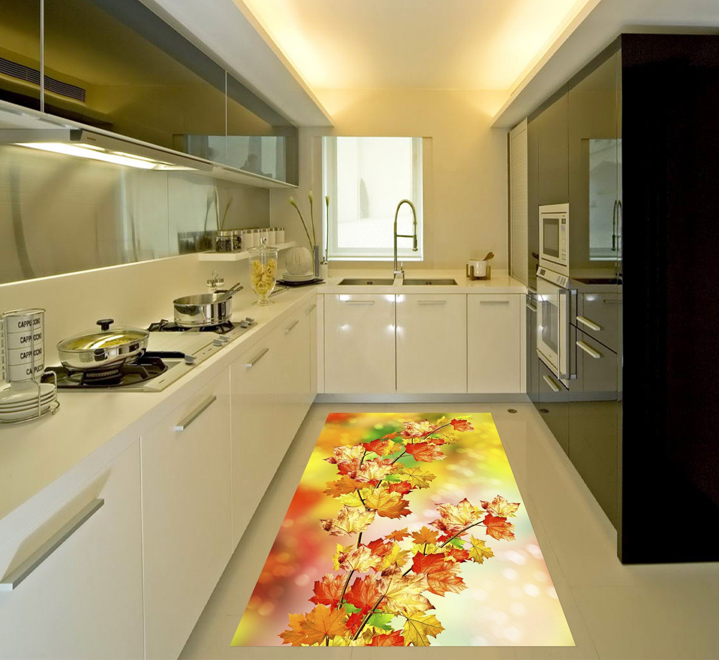 3D Bright Leaves 530 Kitchen Mat Floor Mural Wallpaper AJ Wallpaper 