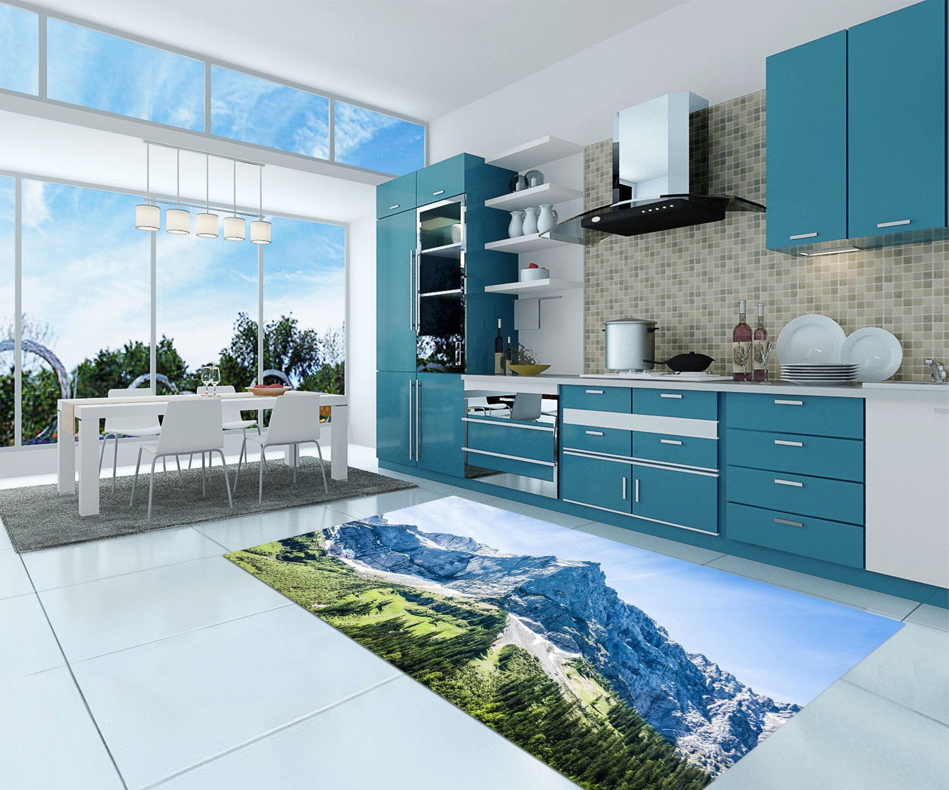 3D Mountain Stone Peaks Kitchen Mat Floor Mural Wallpaper AJ Wallpaper 