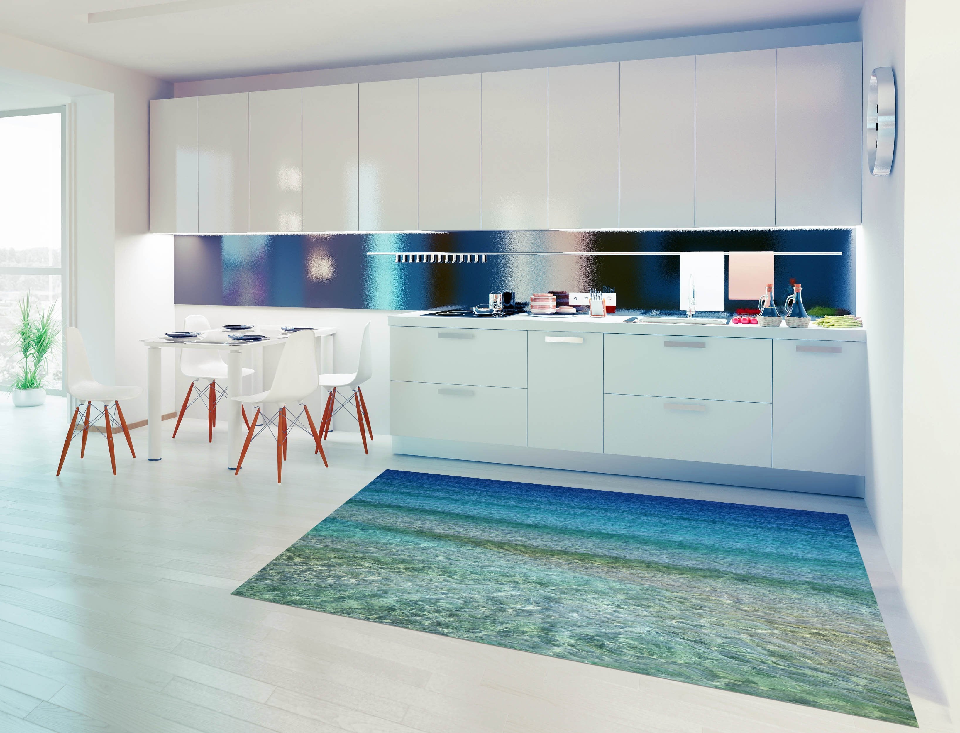 3D Blue Sea 593 Kitchen Mat Floor Mural Wallpaper AJ Wallpaper 