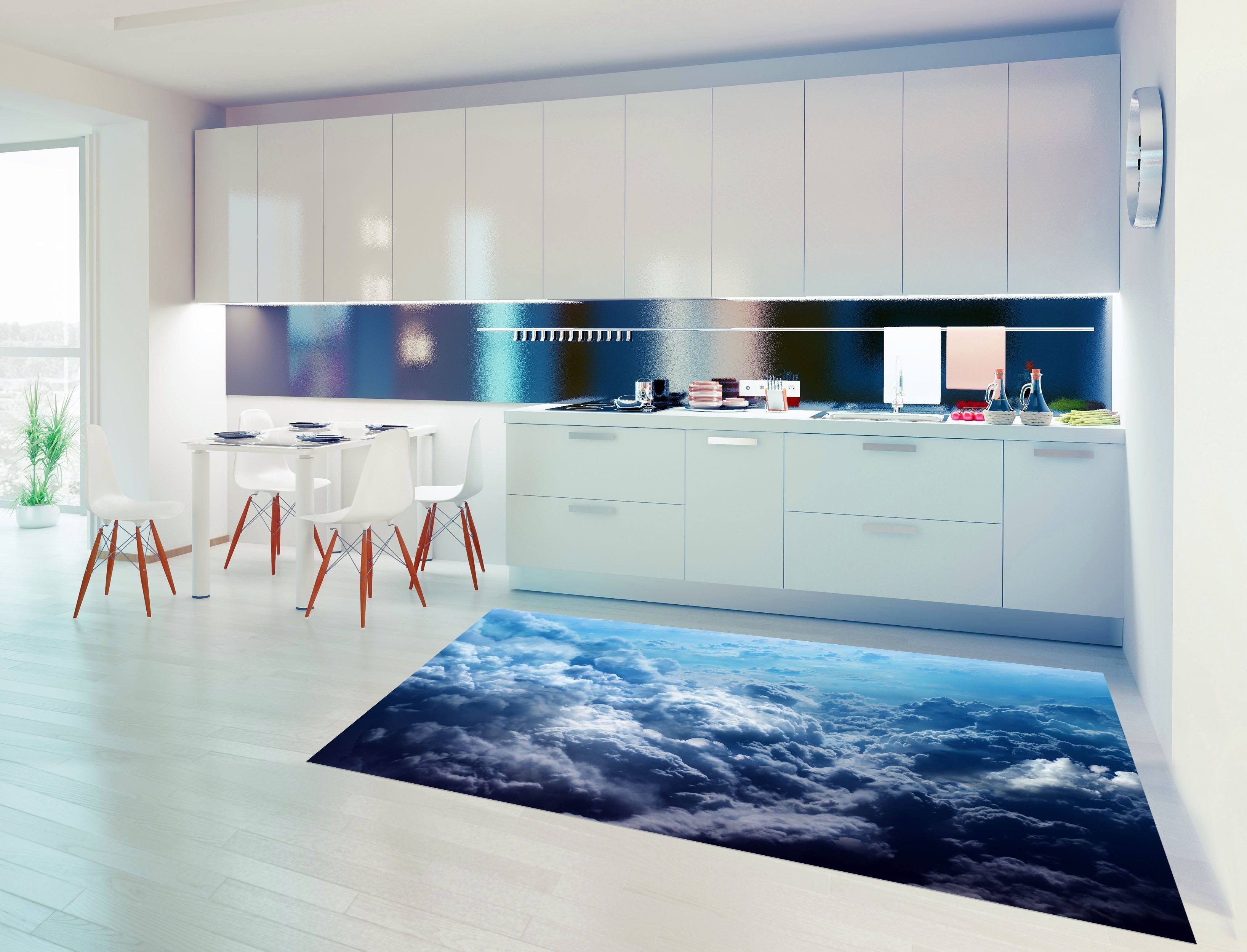 3D Rolling Clouds Kitchen Mat Floor Mural Wallpaper AJ Wallpaper 