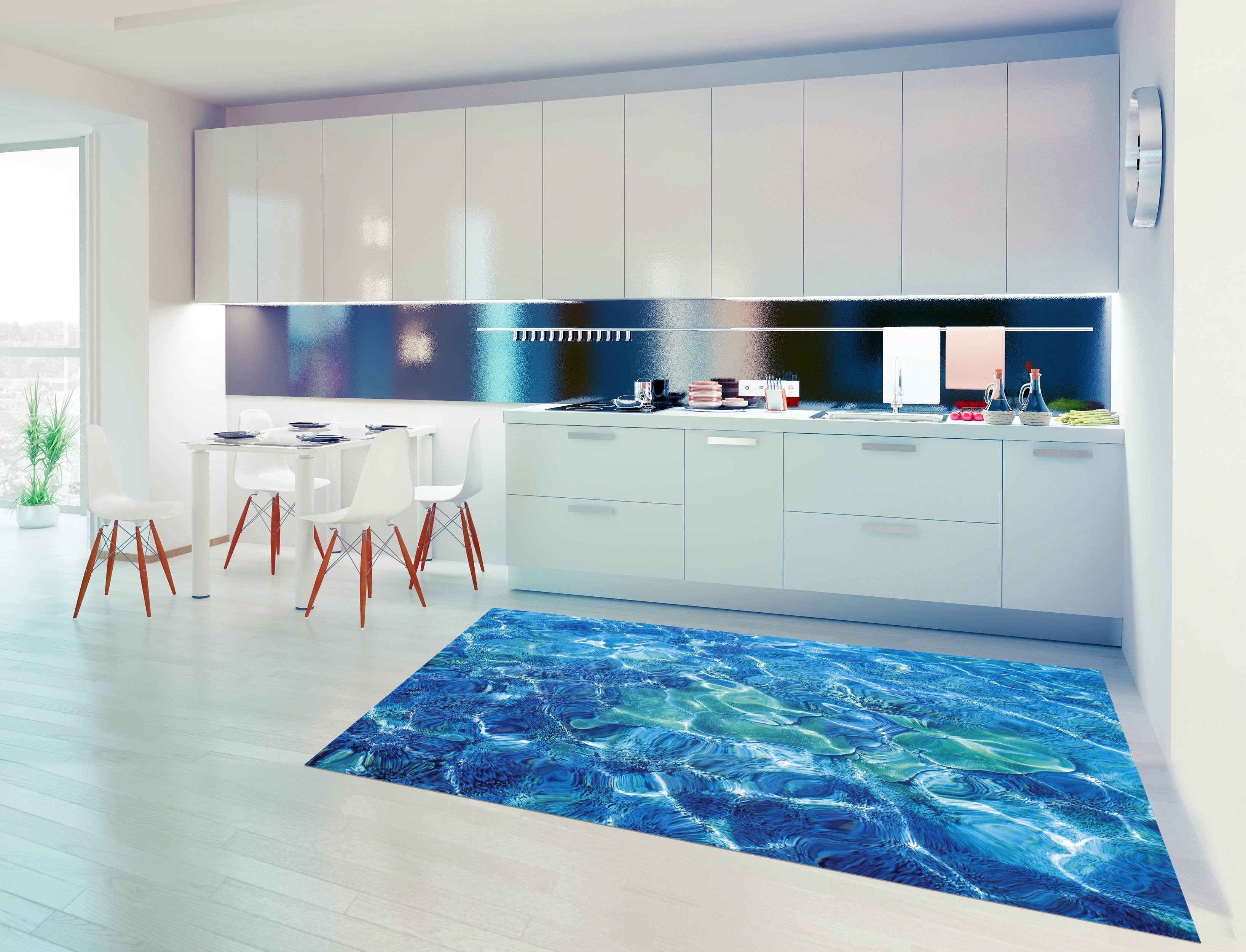 3D Dazzling Blue Sea 076 Kitchen Mat Floor Mural Wallpaper AJ Wallpaper 