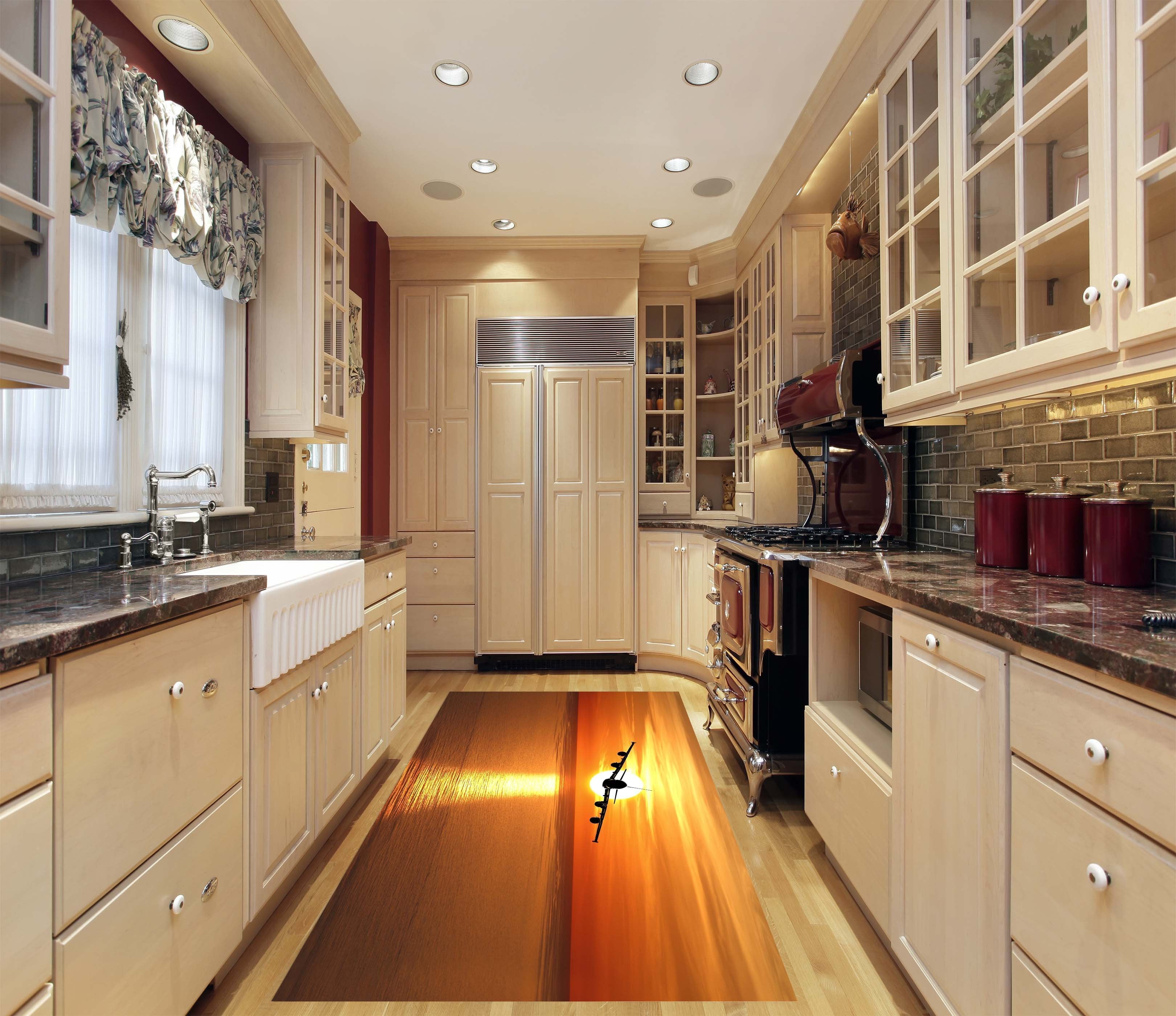 3D Sunset Sea Plane 665 Kitchen Mat Floor Mural Wallpaper AJ Wallpaper 