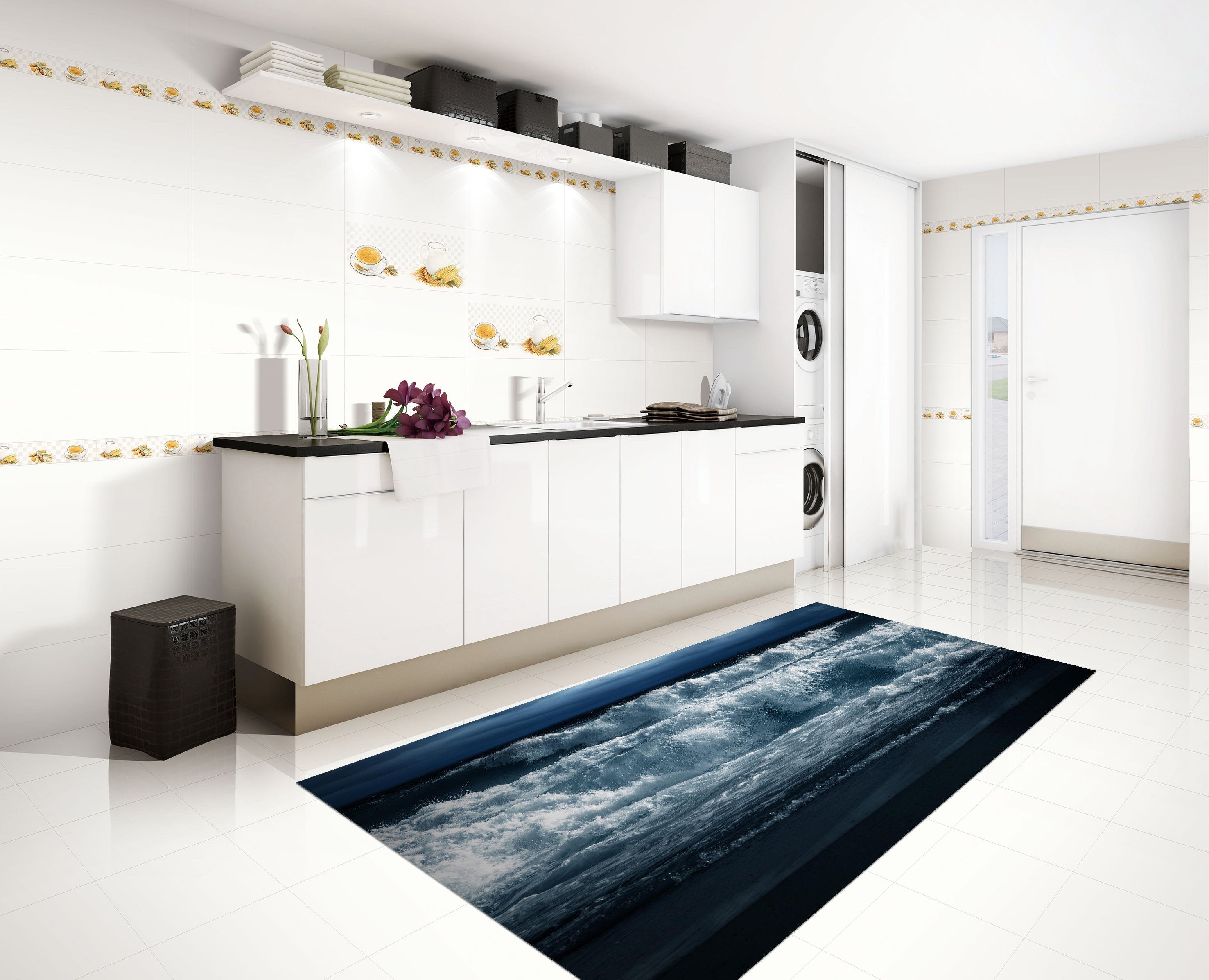 3D Dusk Sea Tide 99 Kitchen Mat Floor Mural Wallpaper AJ Wallpaper 