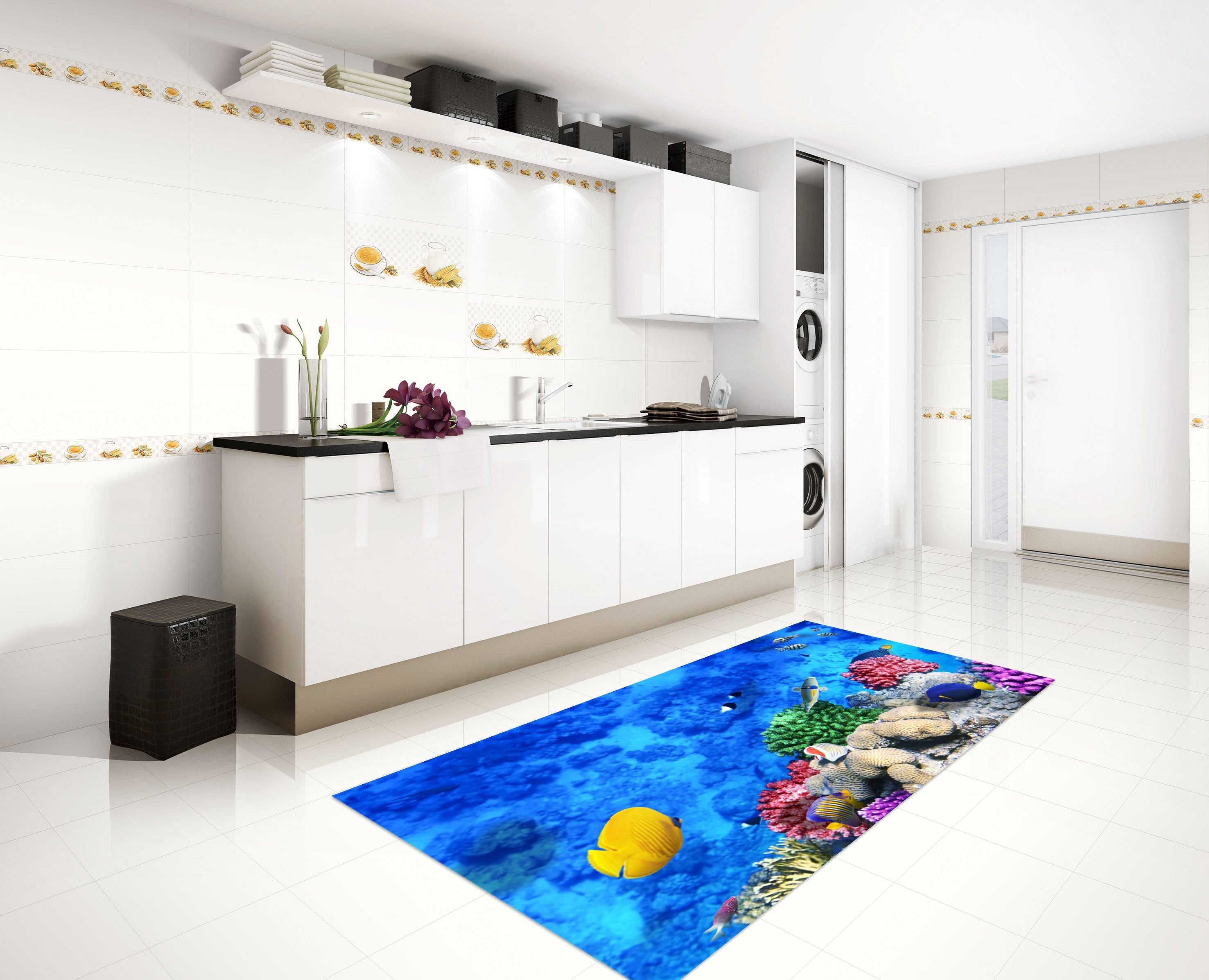 3D Blue Ocean World 21 Kitchen Mat Floor Mural Wallpaper AJ Wallpaper 