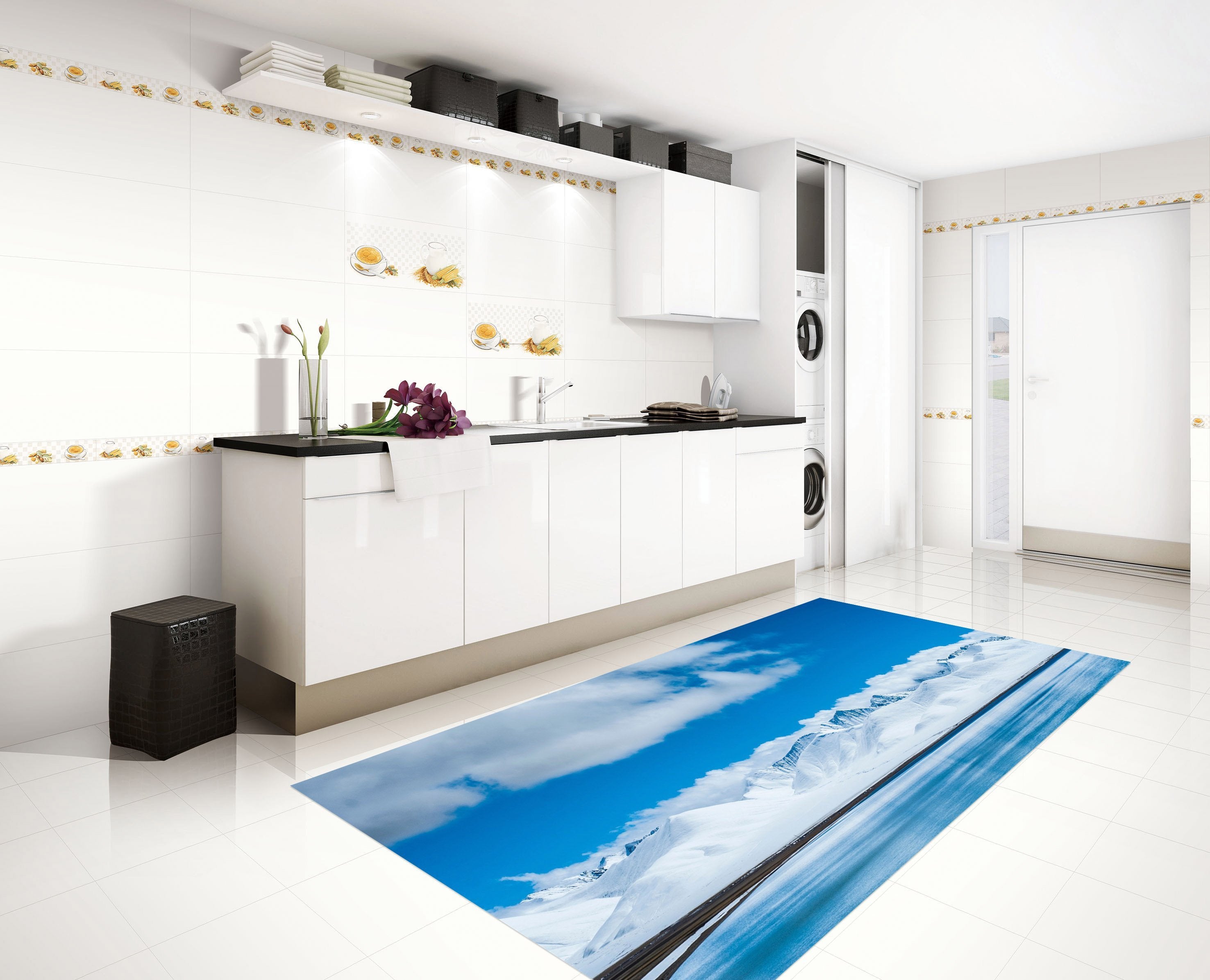 3D Snow Mountain Calm Lake 618 Kitchen Mat Floor Mural Wallpaper AJ Wallpaper 