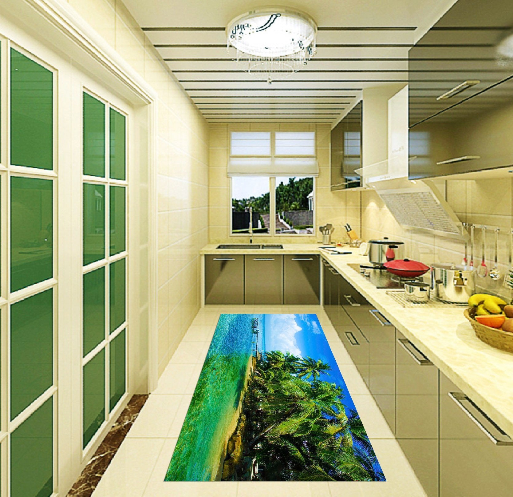 3D Beautiful Sea Scenery Kitchen Mat Floor Mural Wallpaper AJ Wallpaper 