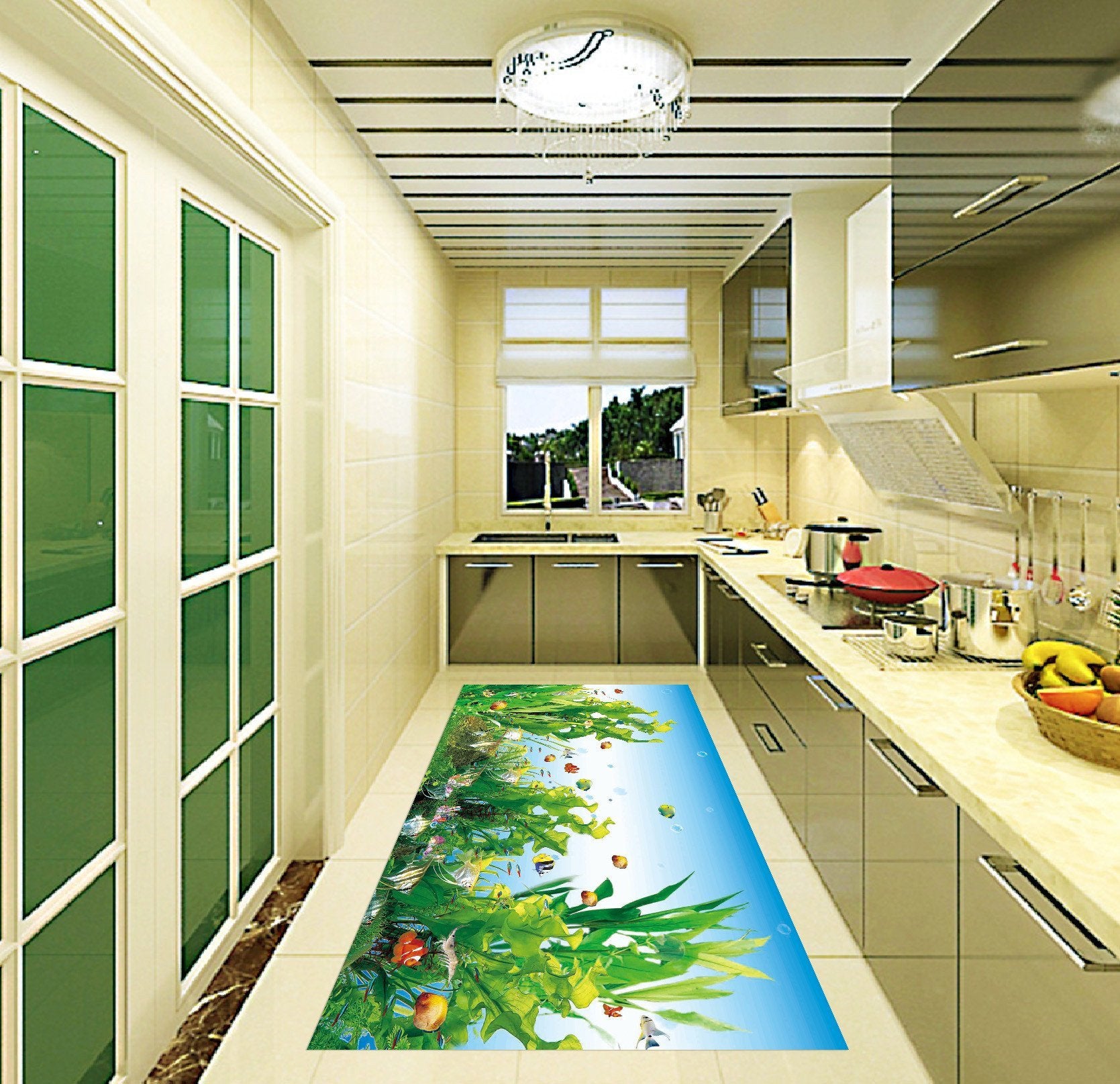 3D Seaweeds And Fishes 508 Kitchen Mat Floor Mural Wallpaper AJ Wallpaper 