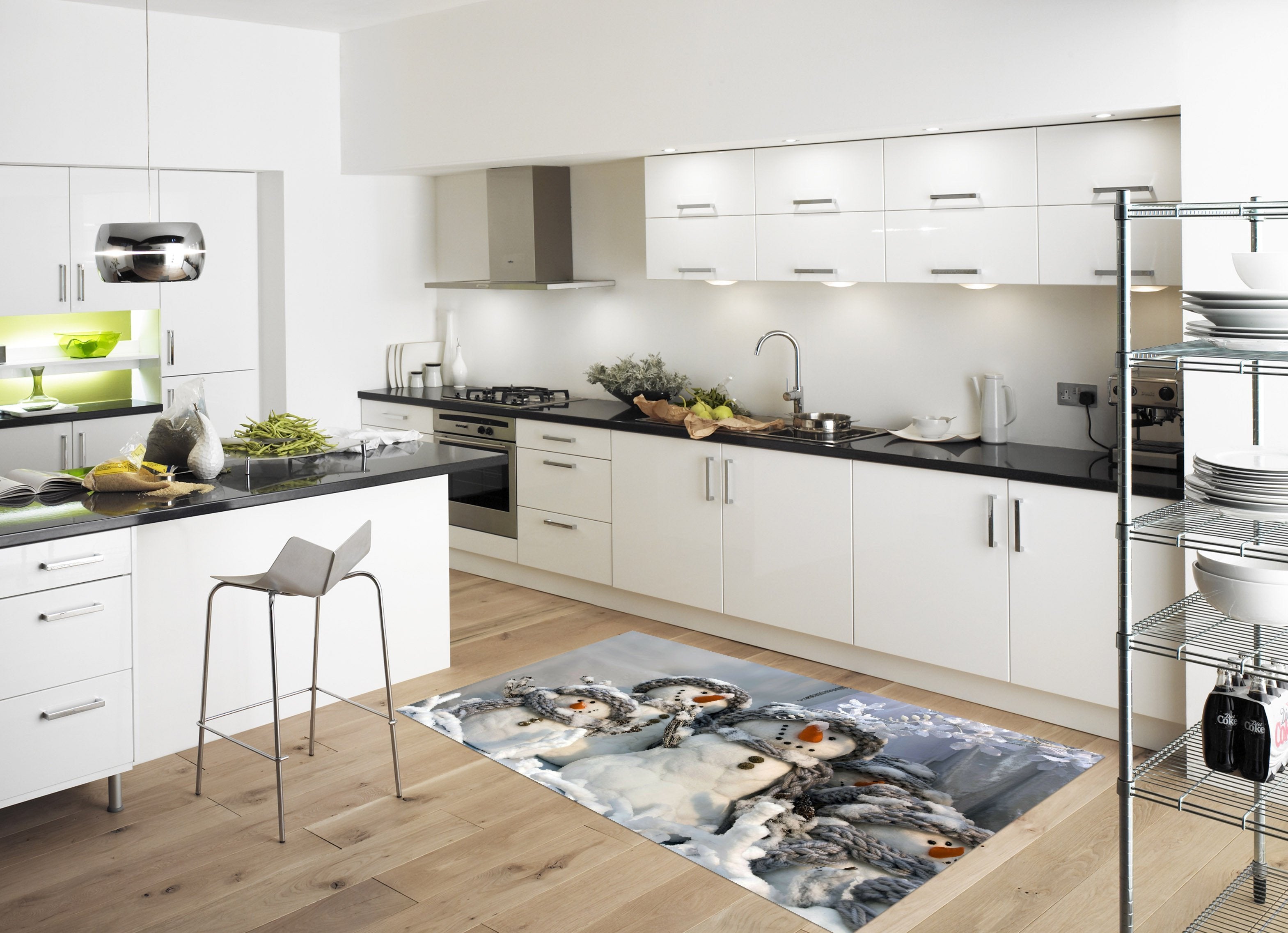 3D Cute Snowman 067 Kitchen Mat Floor Mural Wallpaper AJ Wallpaper 