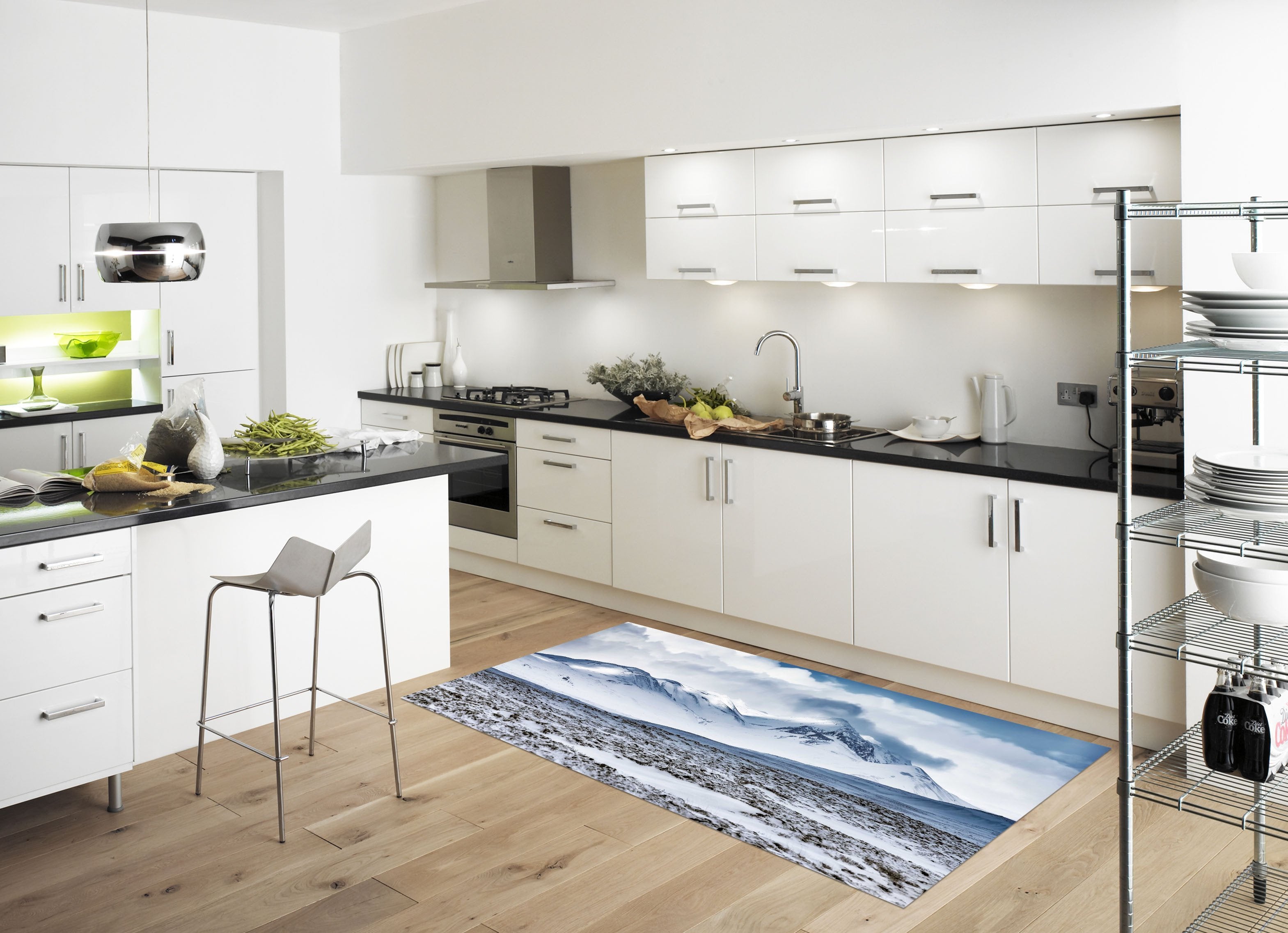 3D Snow Mountains Clouds Kitchen Mat Floor Mural Wallpaper AJ Wallpaper 