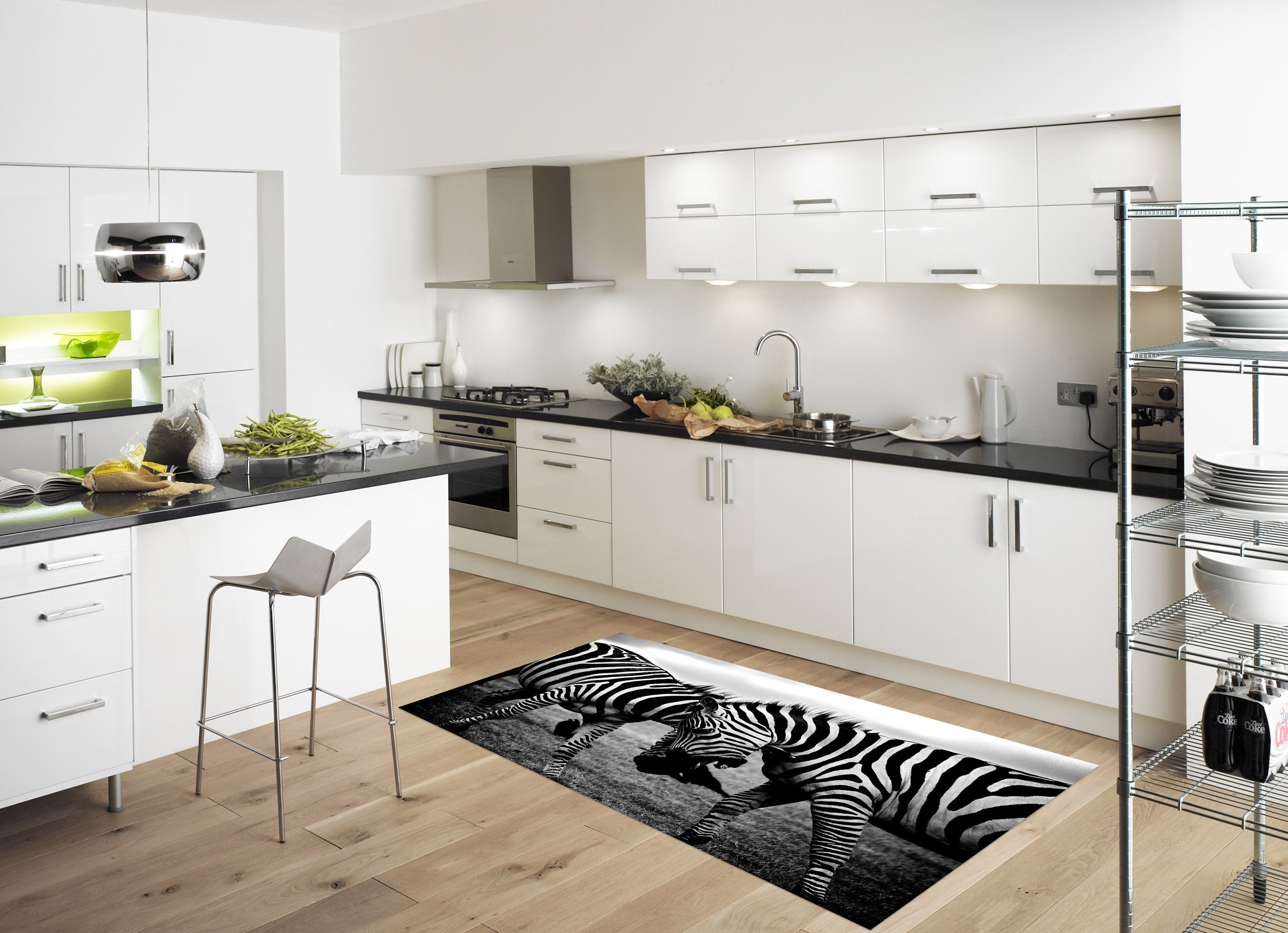 3D Fighting Zebras 646 Kitchen Mat Floor Mural Wallpaper AJ Wallpaper 