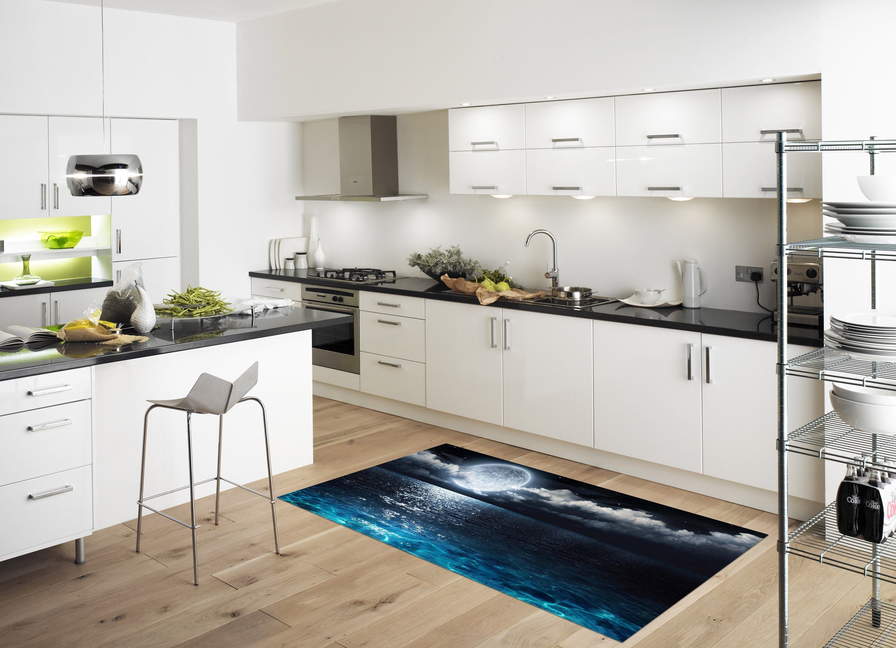 3D Sea Bright Moon 623 Kitchen Mat Floor Mural Wallpaper AJ Wallpaper 