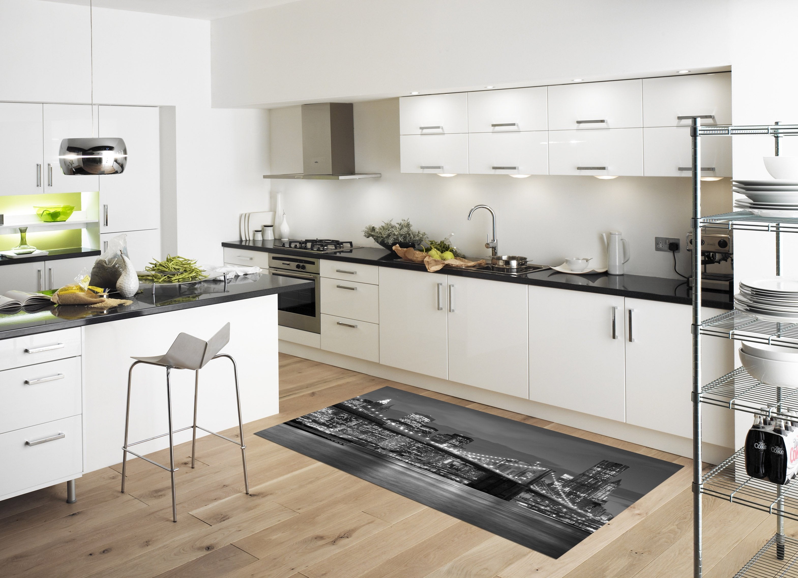 3D New York Night View Kitchen Mat Floor Mural Wallpaper AJ Wallpaper 