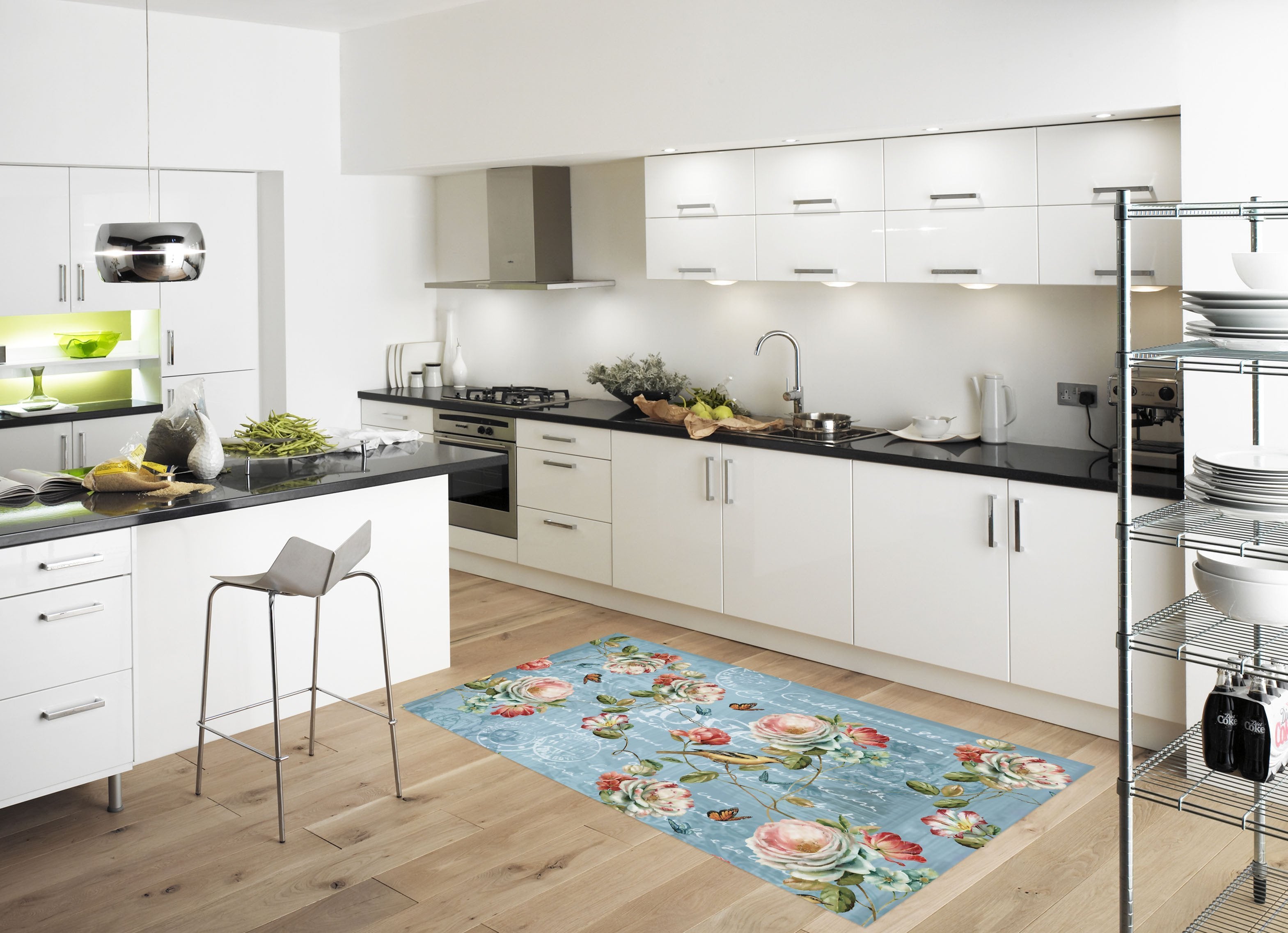 3D Postcard Flowers Butterflies 609 Kitchen Mat Floor Mural Wallpaper AJ Wallpaper 