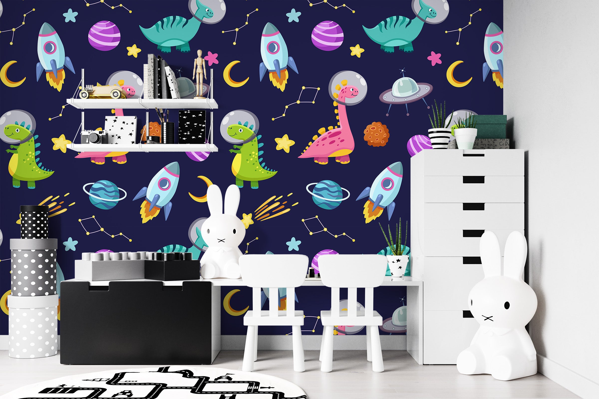 3D Star Rocket Dinosaur 57051 Wall Murals