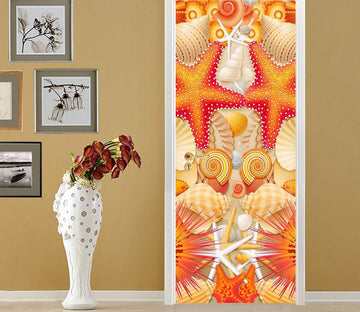 3D orange starfish oil painting door mural Wallpaper AJ Wallpaper 