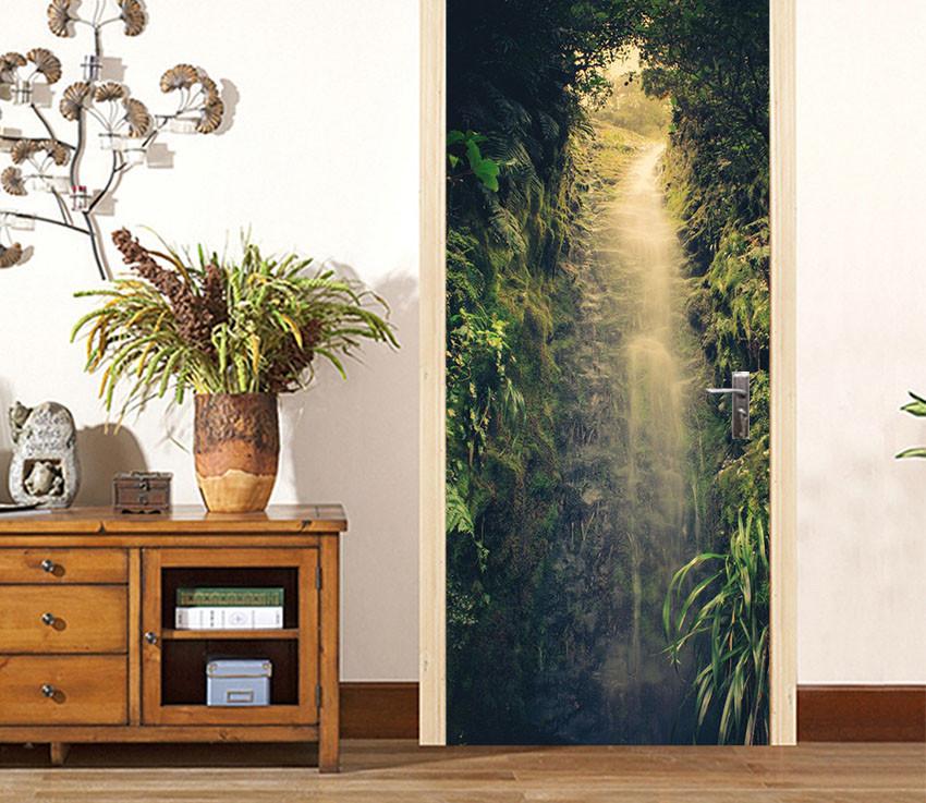 3D a little light in the green door mural Wallpaper AJ Wallpaper 