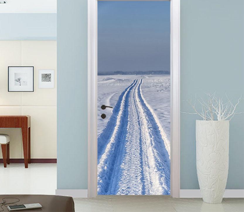 3D road in the snow door mural Wallpaper AJ Wallpaper 