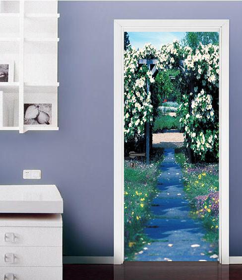 3D flower arch path door mural Wallpaper AJ Wallpaper 