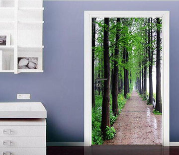 3D forest tree scenery door mural Wallpaper AJ Wallpaper 