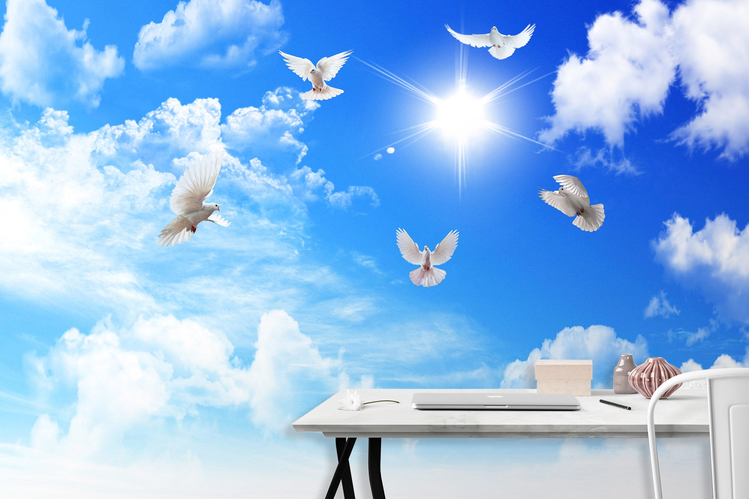 3D Sun Pigeon 1019 Wall Murals