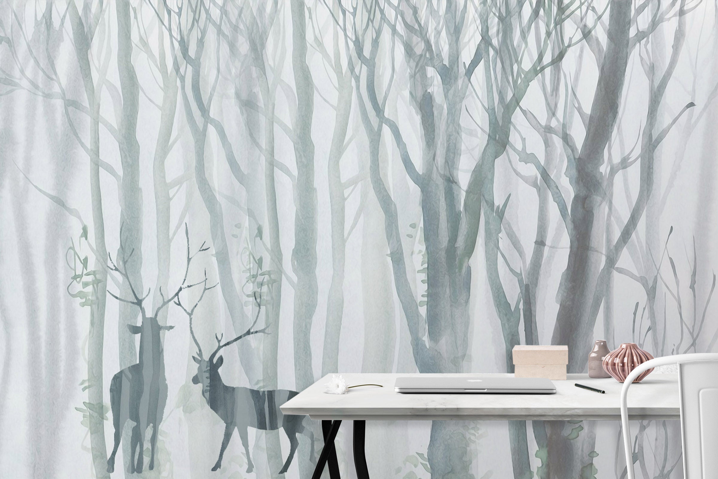 3D Forest Deer 1040 Wall Murals