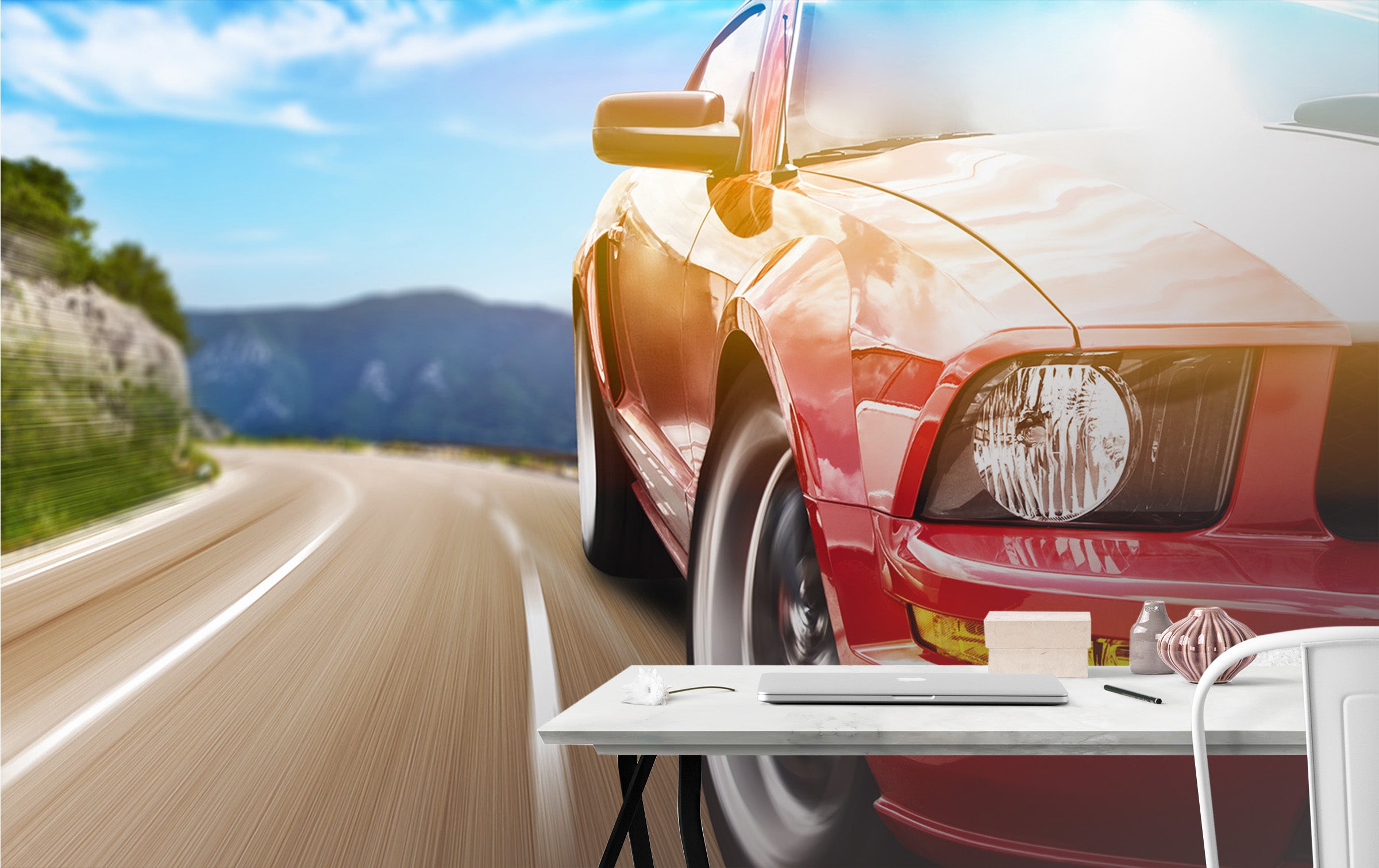 3D Sports Car 395 Vehicle Wall Murals