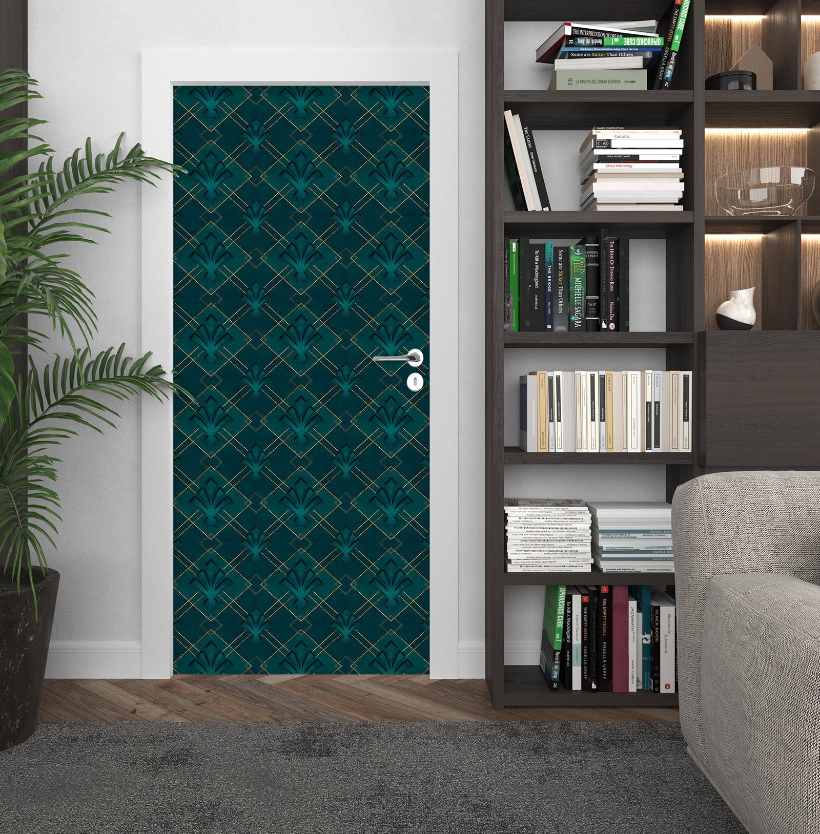3D Dark Green Argyle Pattern 10275 Andrea Haase Door Mural