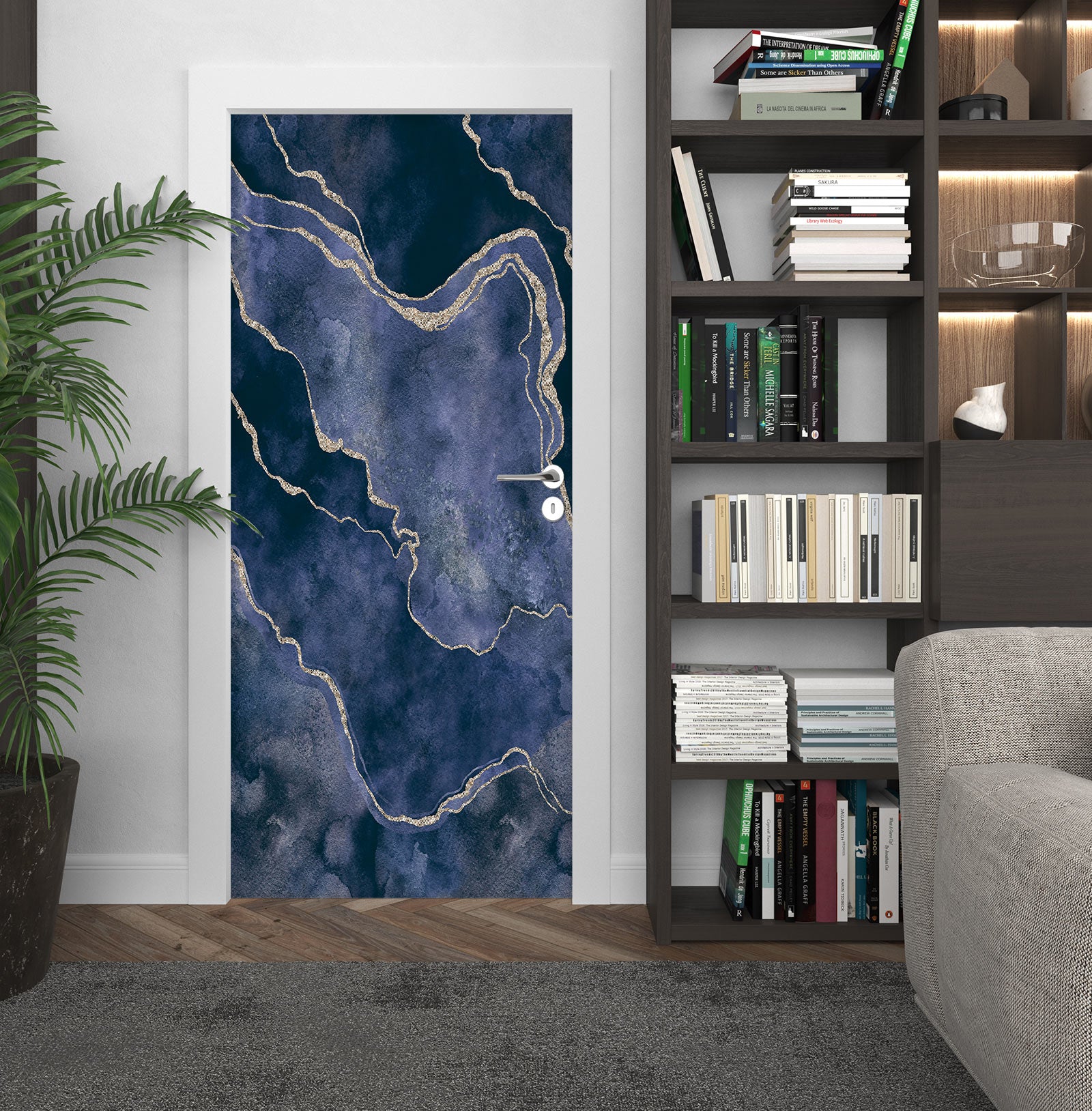 3D Grey Blue Pattern Phnom Penh 10291 Andrea Haase Door Mural