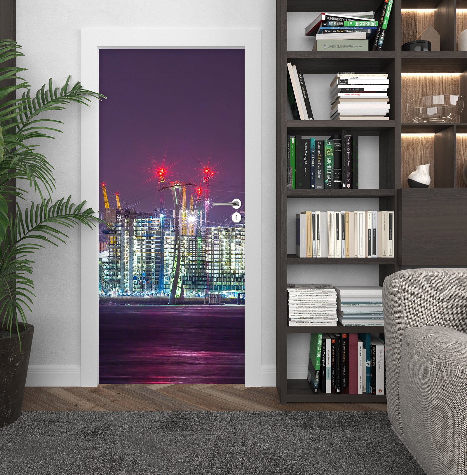 3D Color Building Night 106153 Assaf Frank Door Mural