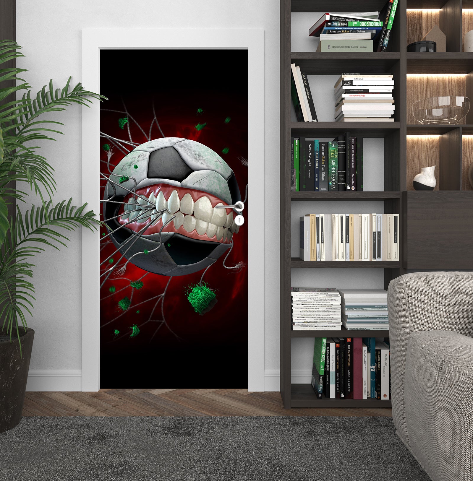 3D Football Teeth 617 Tom Wood Door Mural