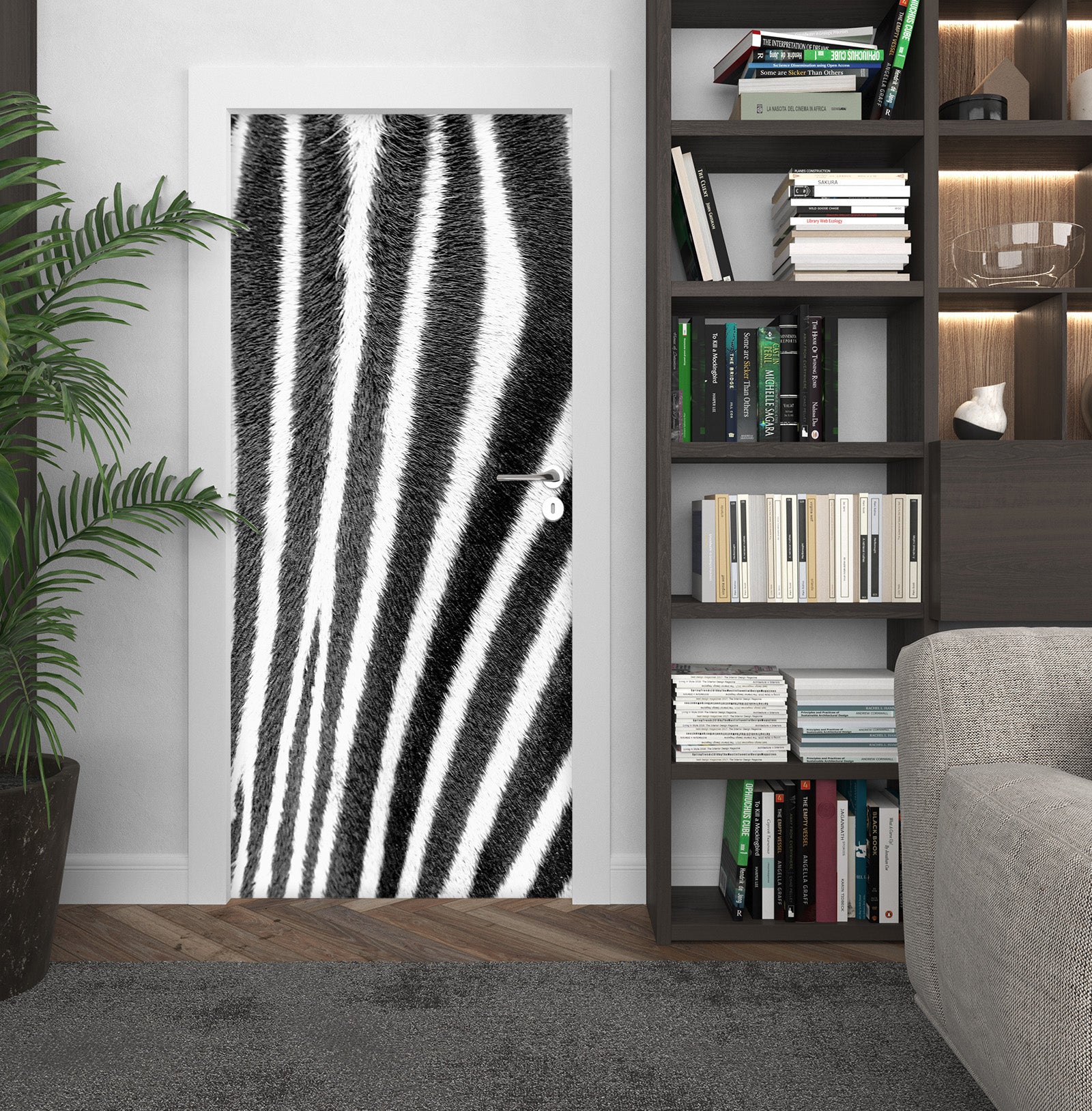 3D Zebra Pattern 11449 Marco Carmassi Door Mural