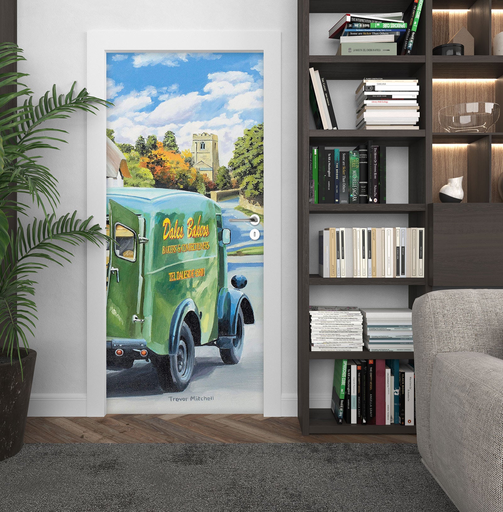 3D Green Car Road 103184 Trevor Mitchell Door Mural
