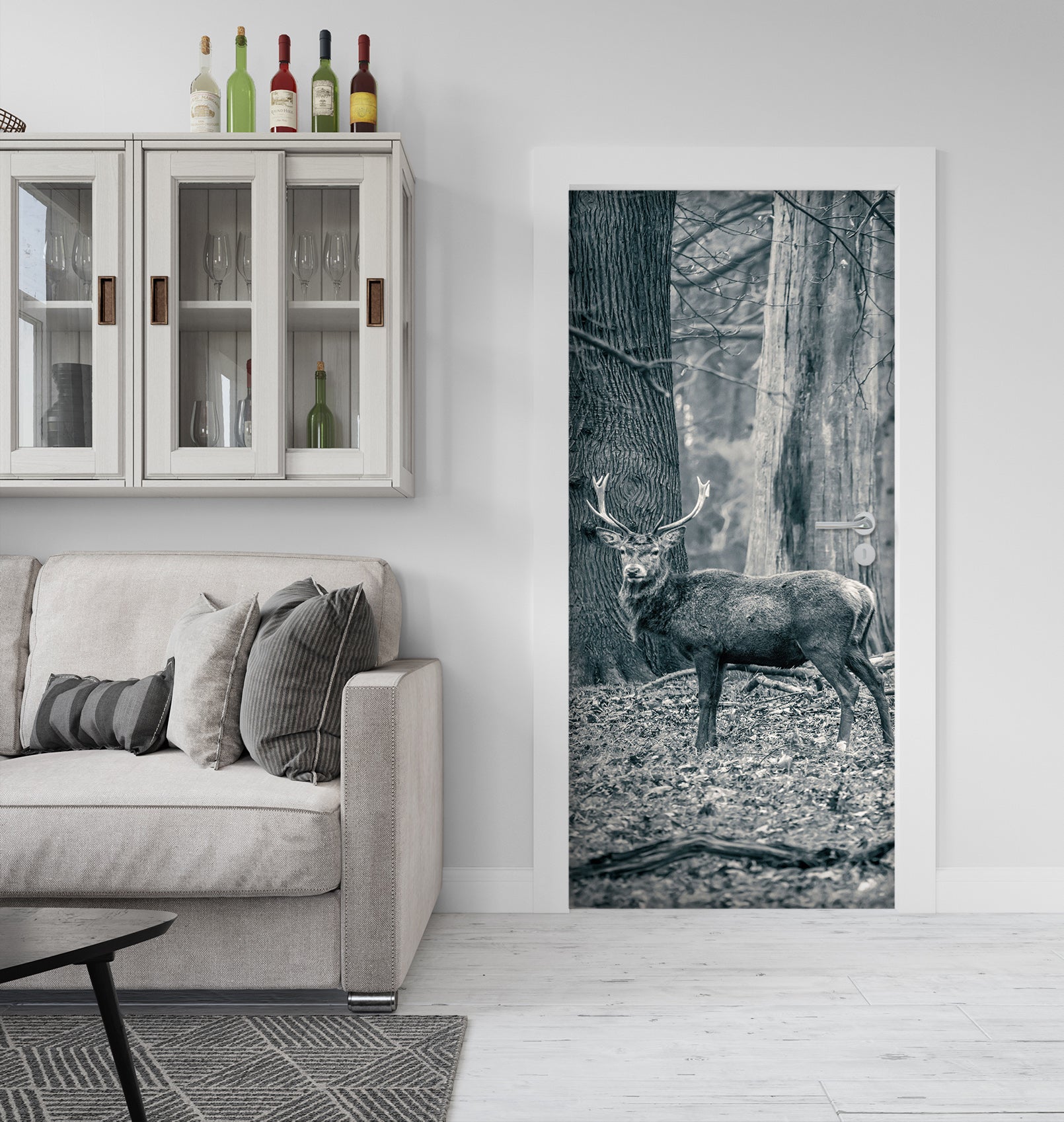 3D Tree Deer 106190 Assaf Frank Door Mural