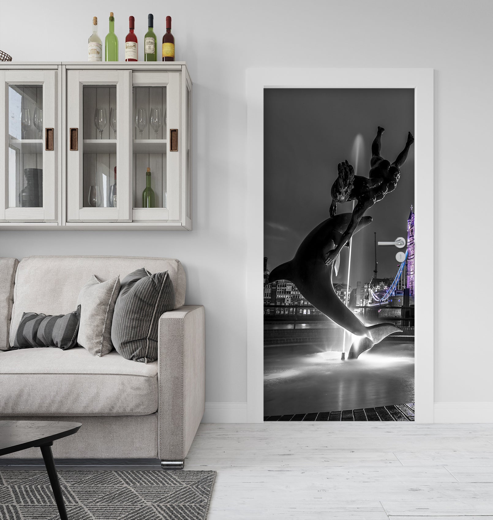 3D Dolphin Shadow 10702 Assaf Frank Door Mural