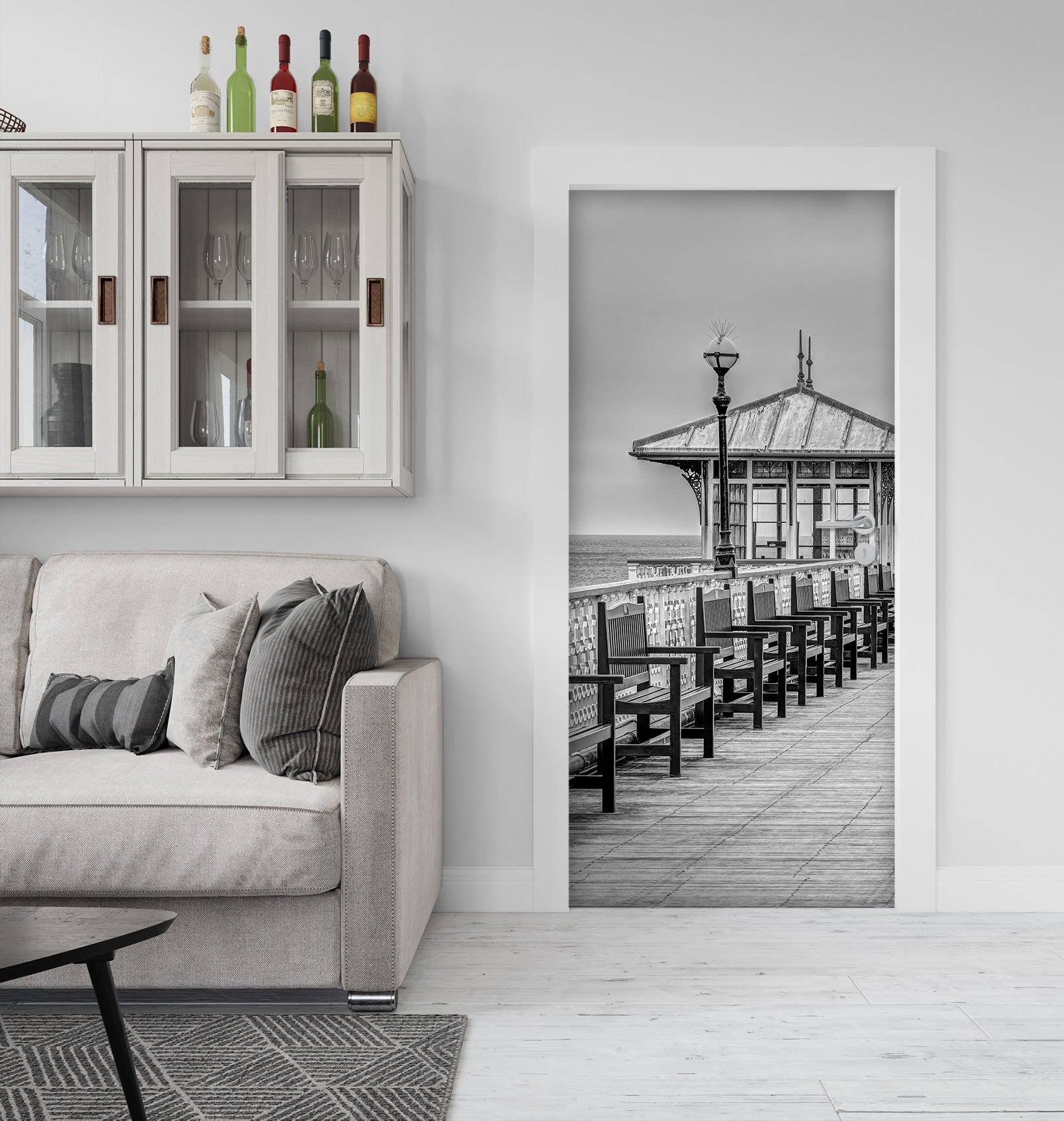 3D Grey Wooden Bridge 10740 Assaf Frank Door Mural