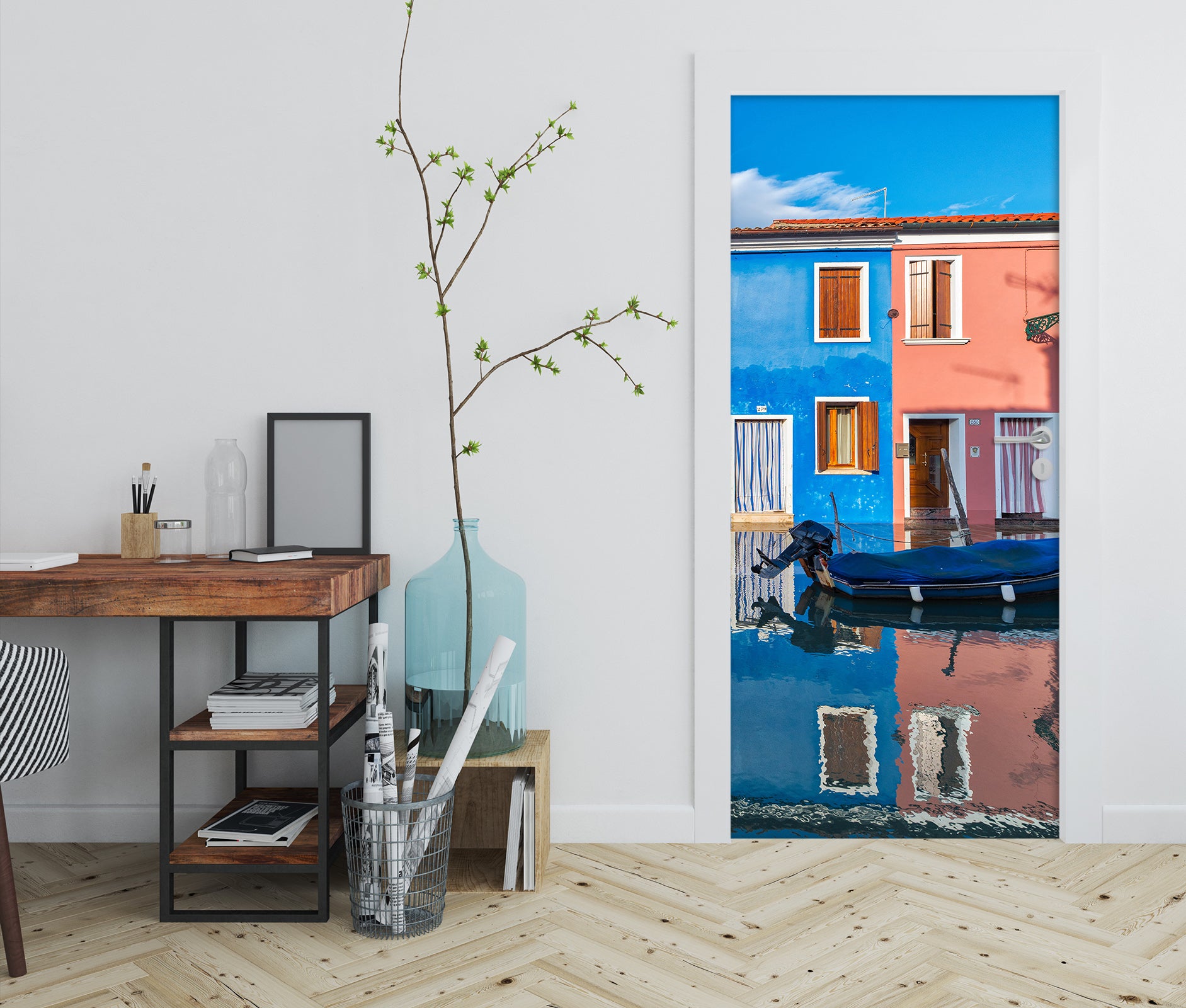 3D Water Shadow Colorful Houses 12227 Marco Carmassi Door Mural