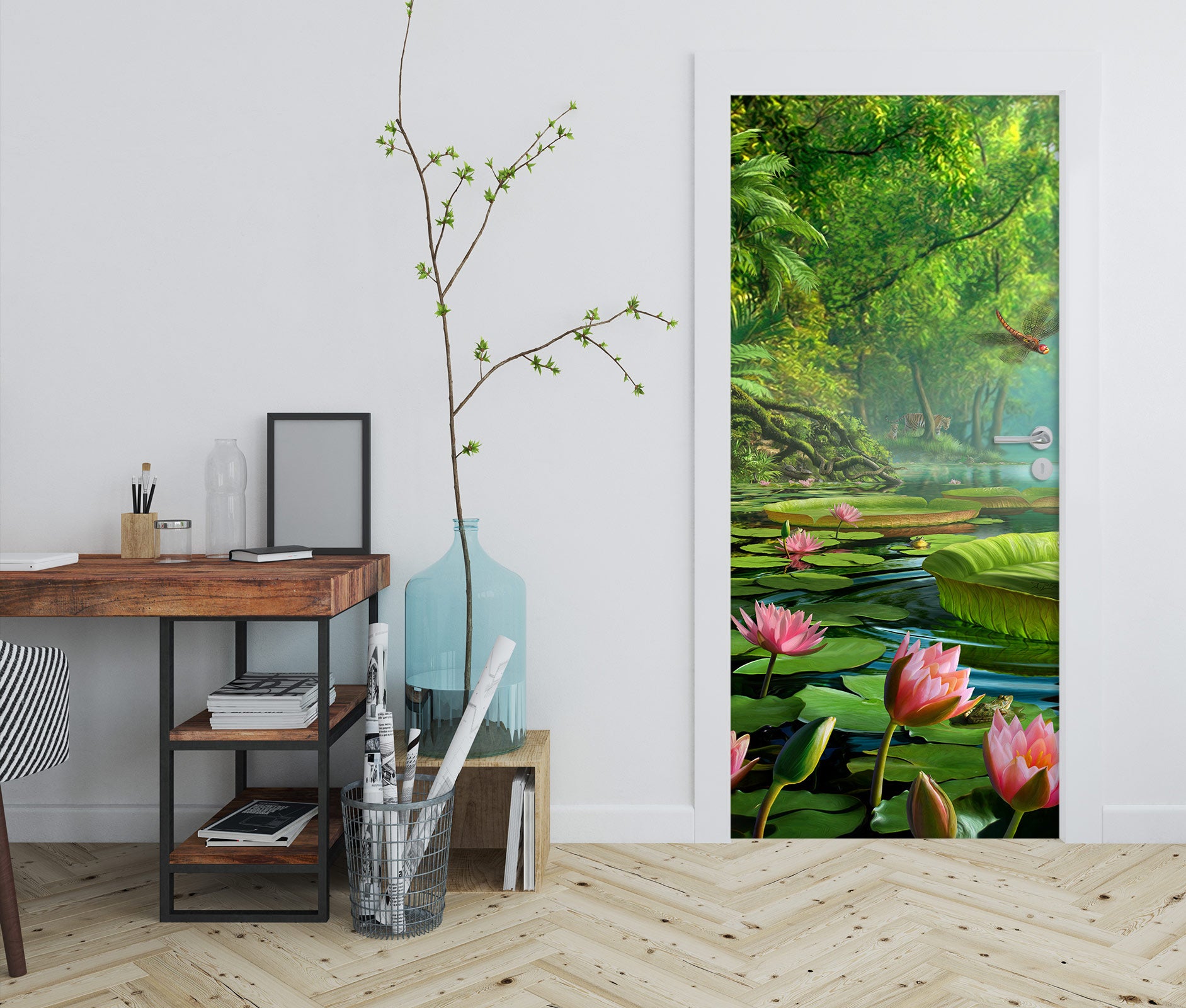 3D Forest Lotus 112157 Jerry LoFaro Door Mural