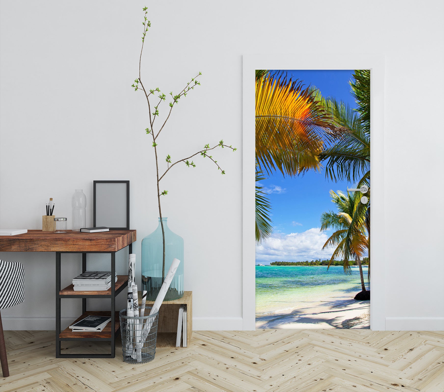3D Beach Sea Tree 239 Door Mural