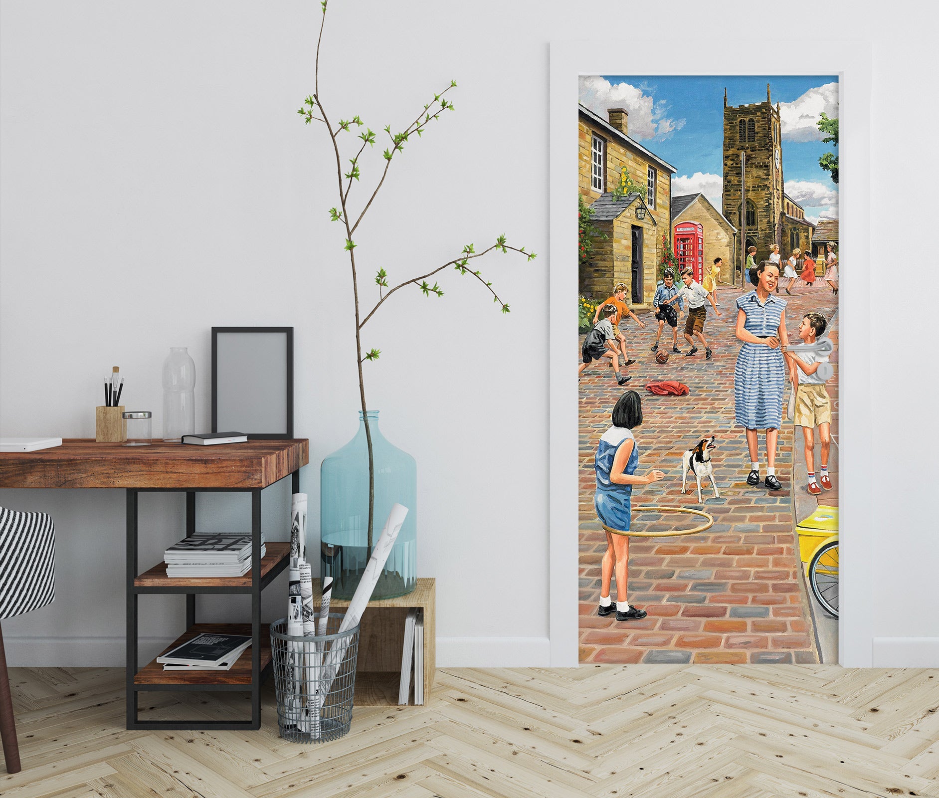 3D Street Building Child People 103174 Trevor Mitchell Door Mural