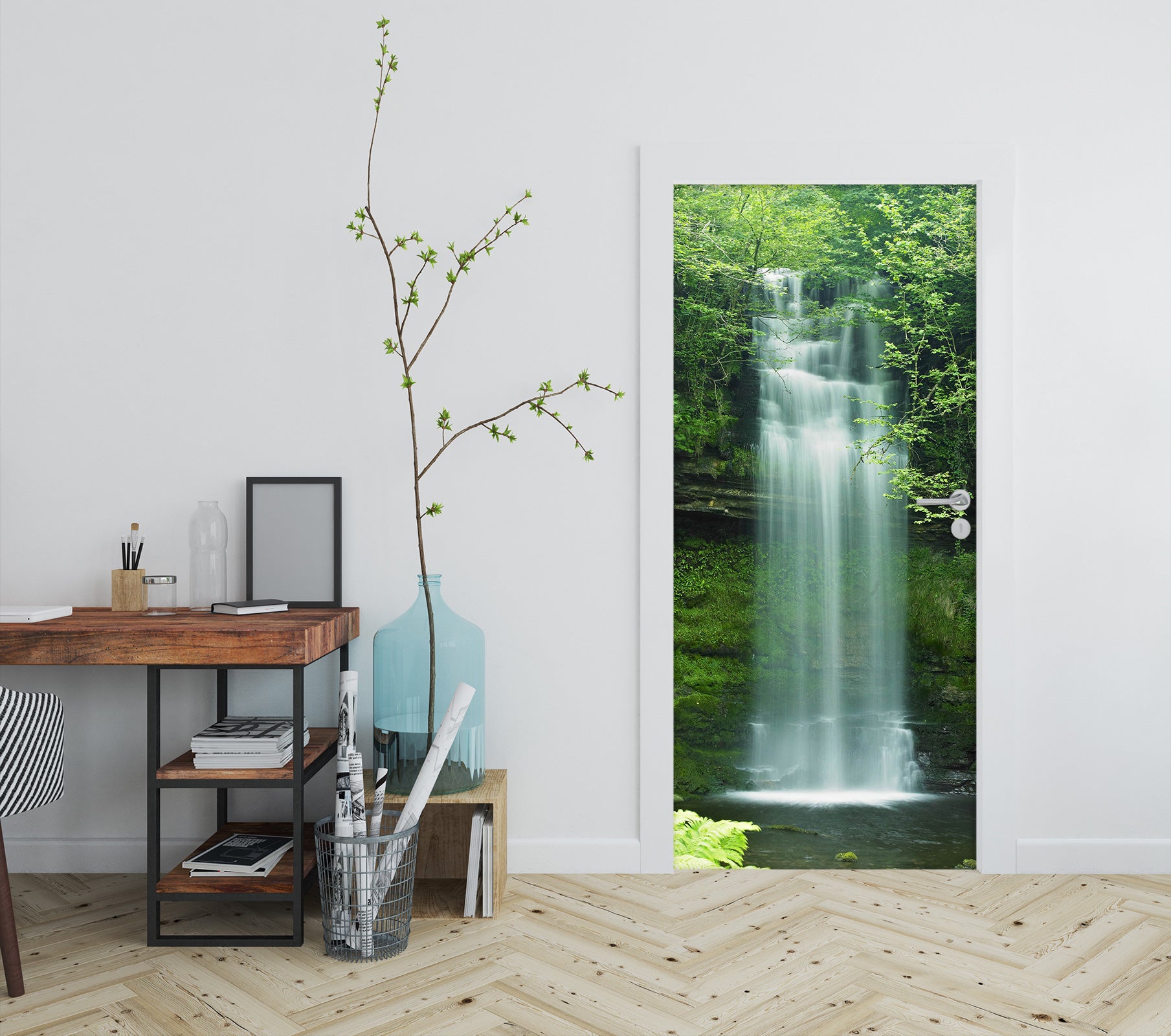3D Waterfall Moss 109 Door Mural