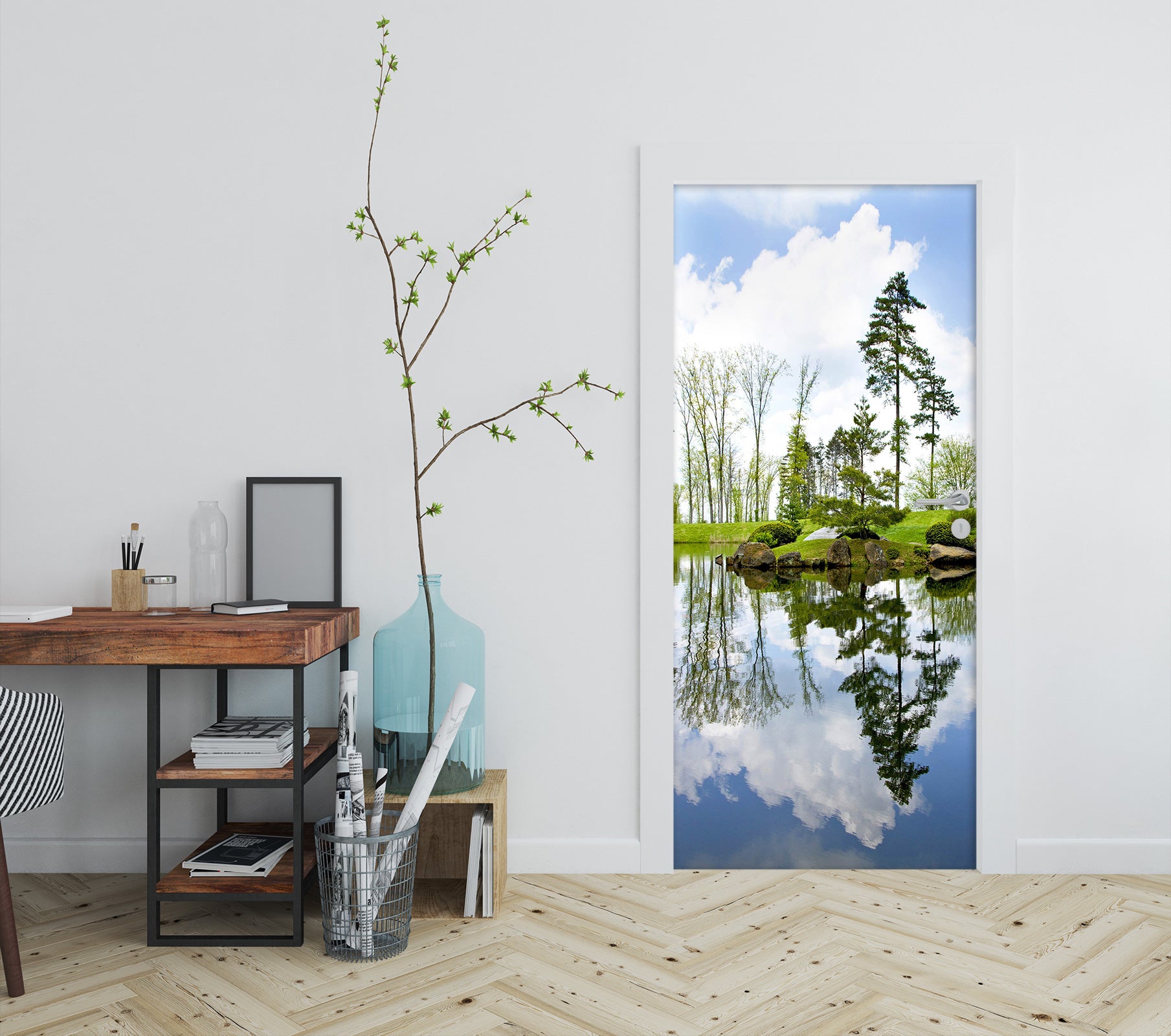 3D Small Tree Lake 001 Door Mural
