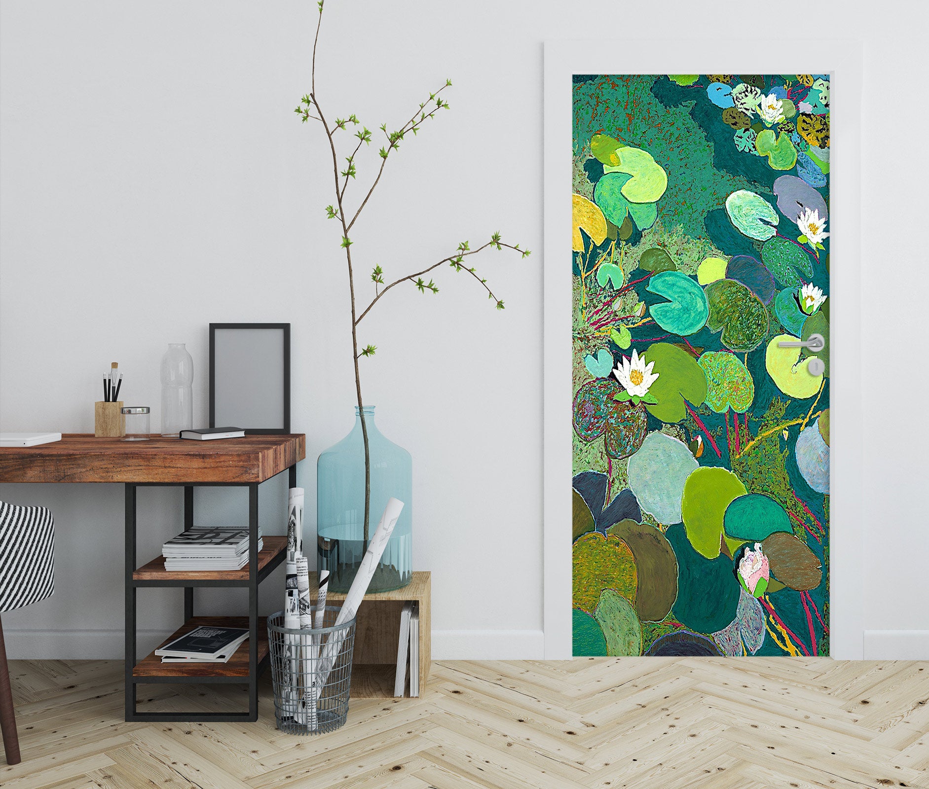 3D Lotus Pond Pattern 93159 Allan P. Friedlander Door Mural